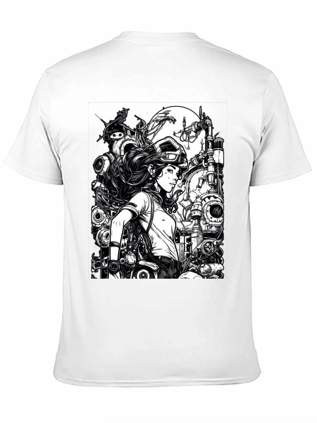 Steampunk Engineer Graphic Tee - Cool Black T-Shirt