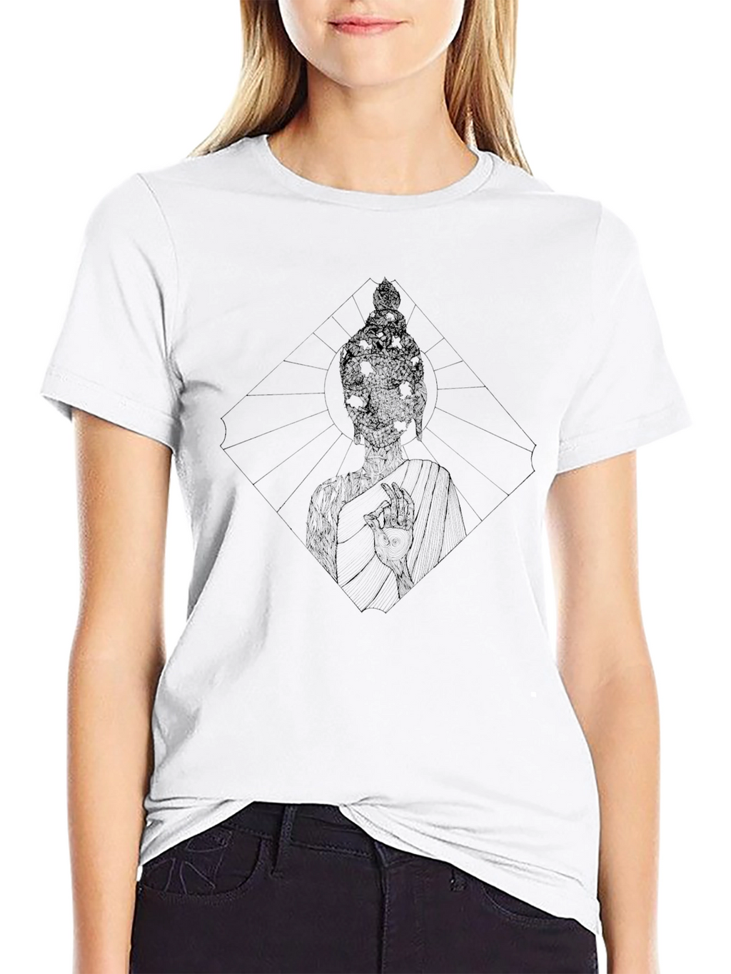 Geometric Buddha Black Graphic Tee