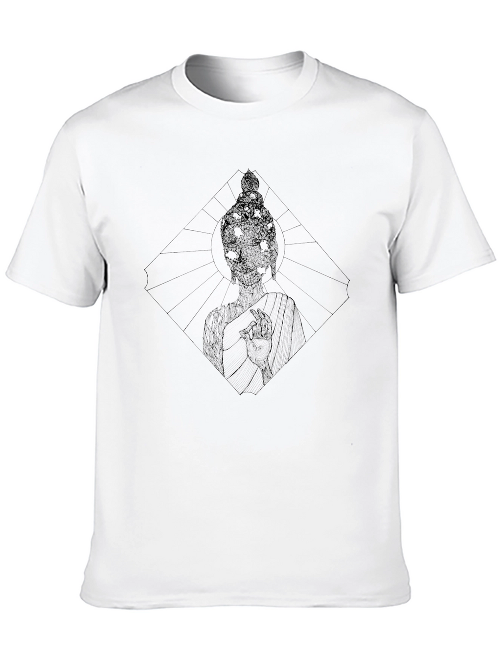 Geometric Buddha Black Graphic Tee