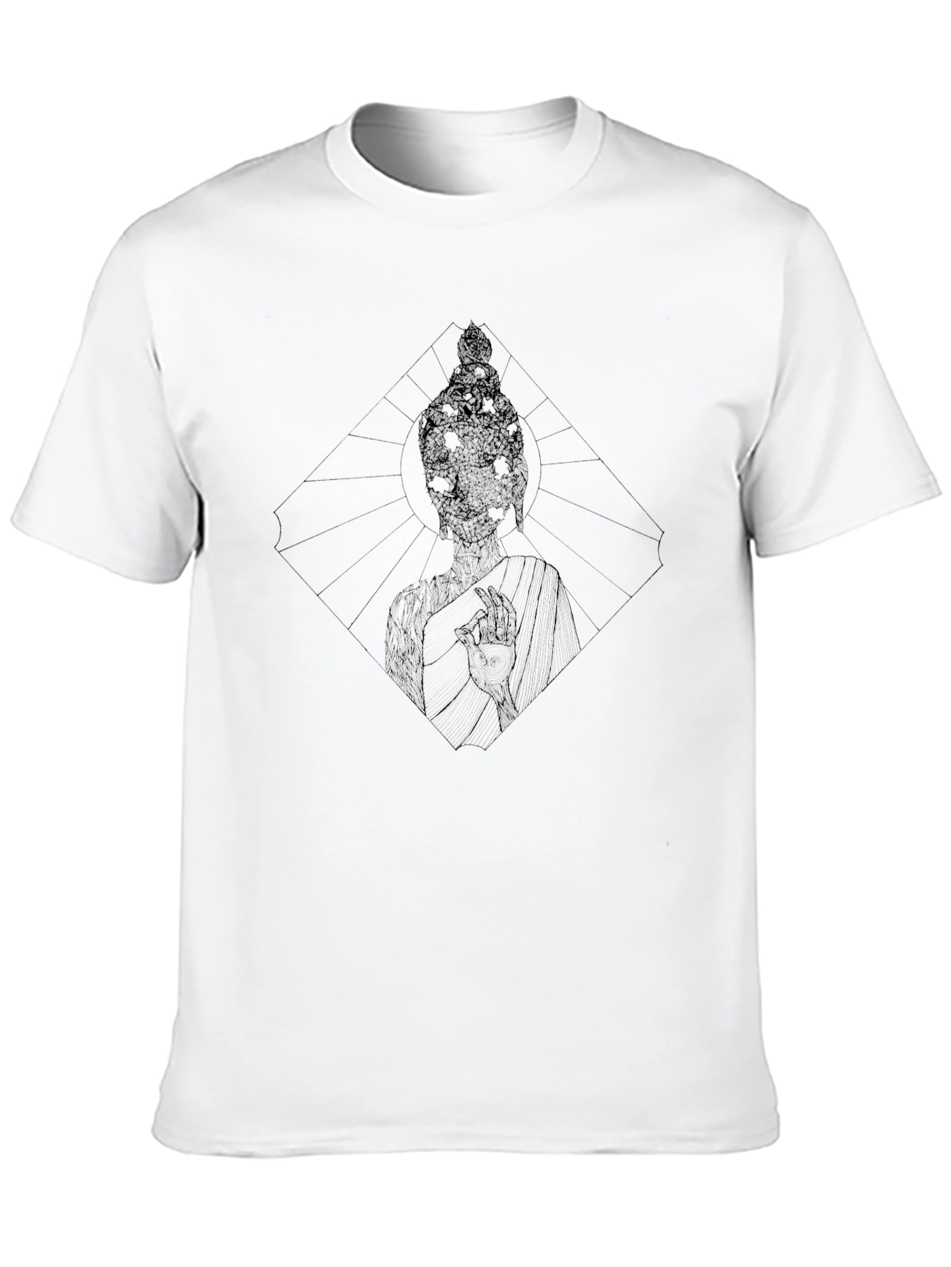 Geometric Buddha Black Graphic Tee