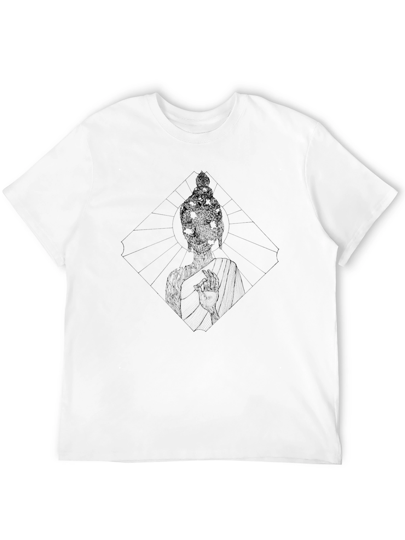 Geometric Buddha Black Graphic Tee