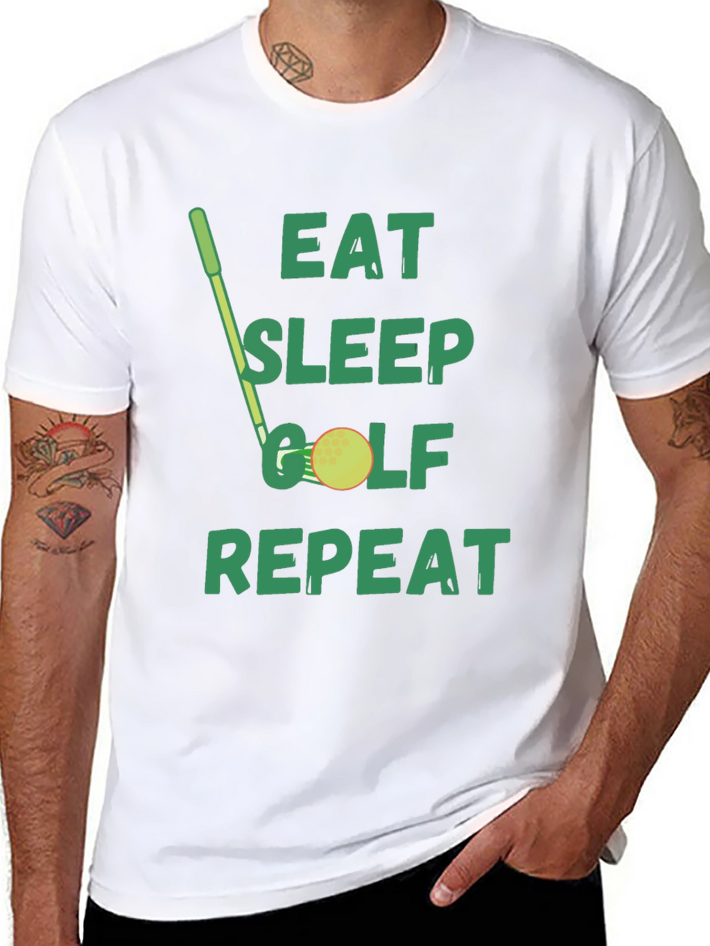 Eat Sleep Golf Repeat Black Graphic Tee