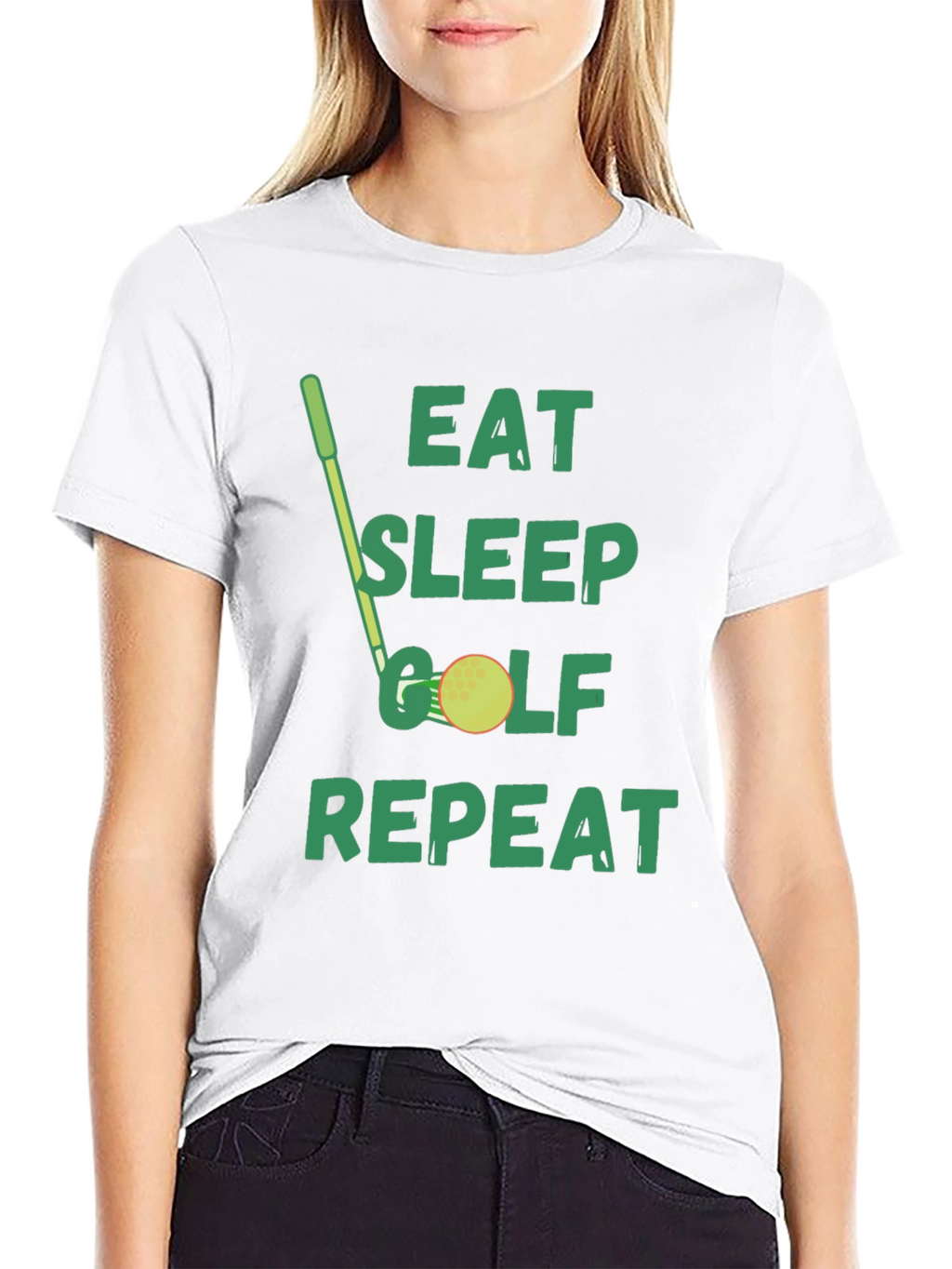 Eat Sleep Golf Repeat Black Graphic Tee