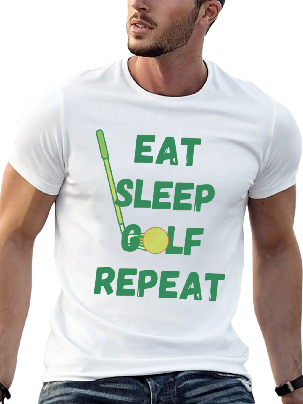 Eat Sleep Golf Repeat Black Graphic Tee