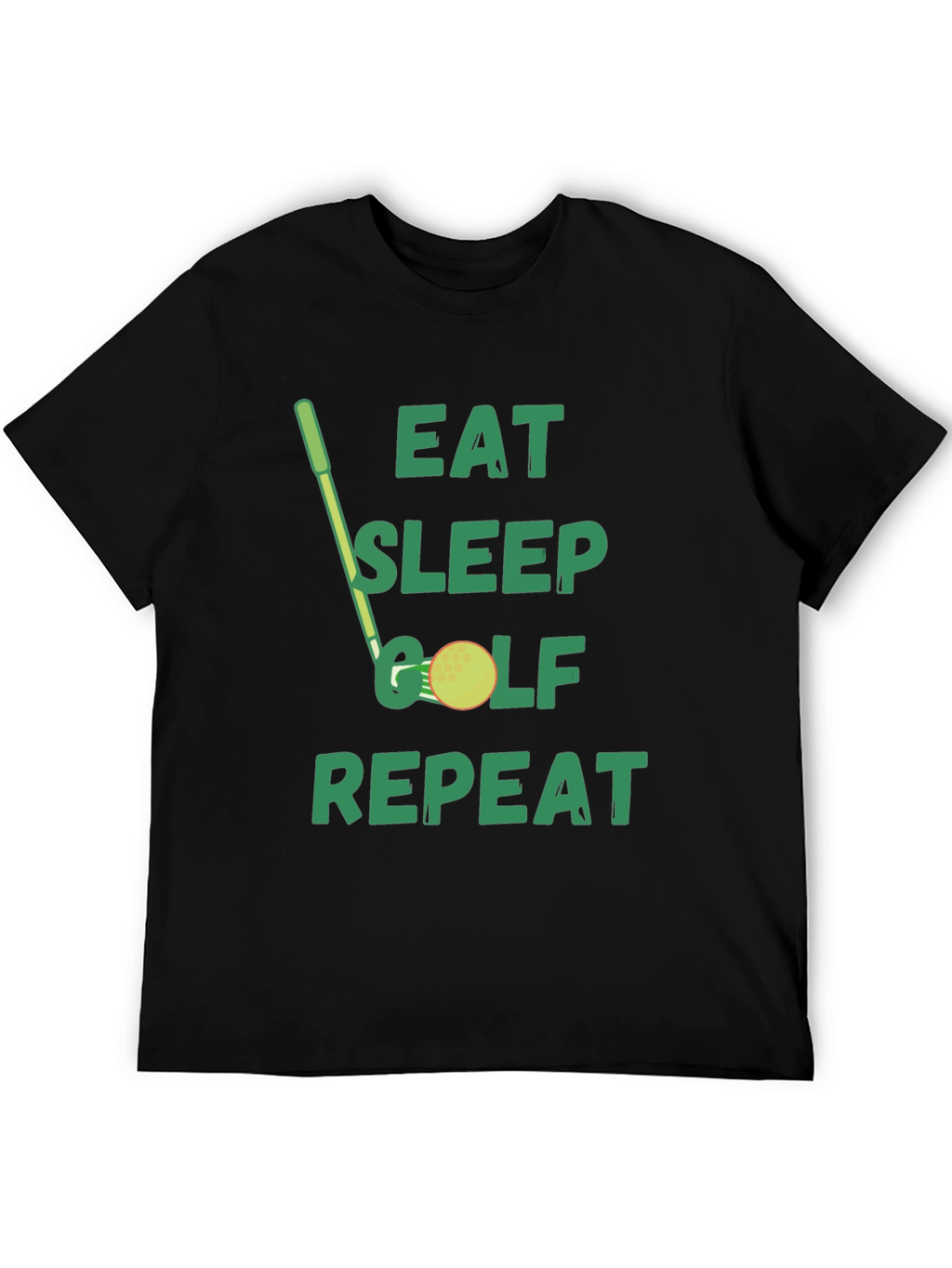 Eat Sleep Golf Repeat Black Graphic Tee