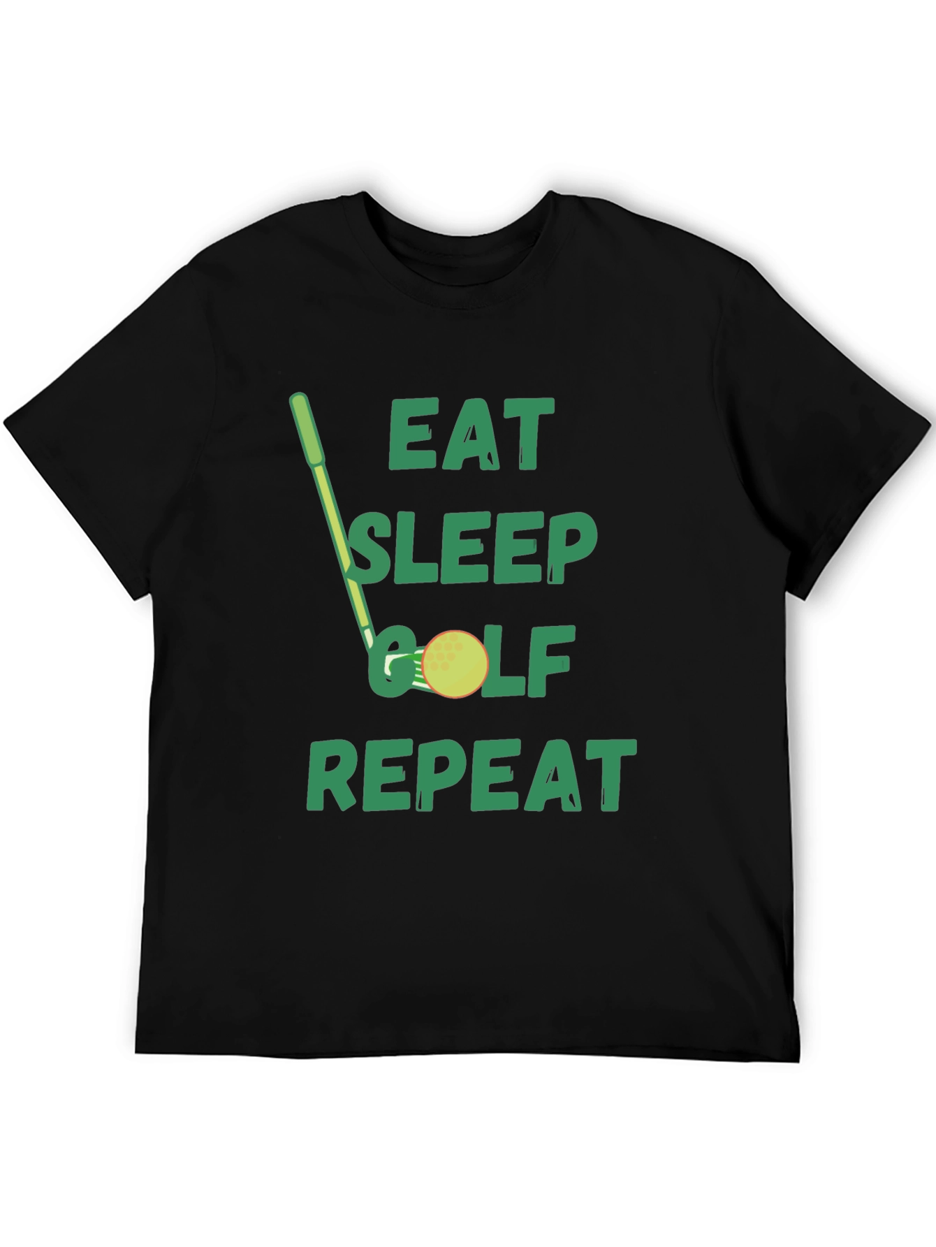 Eat Sleep Golf Repeat Black Graphic Tee