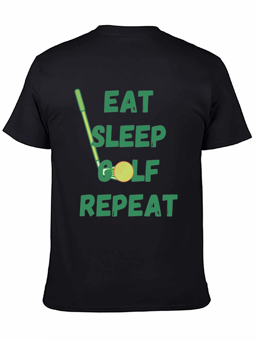 Eat Sleep Golf Repeat Black Graphic Tee
