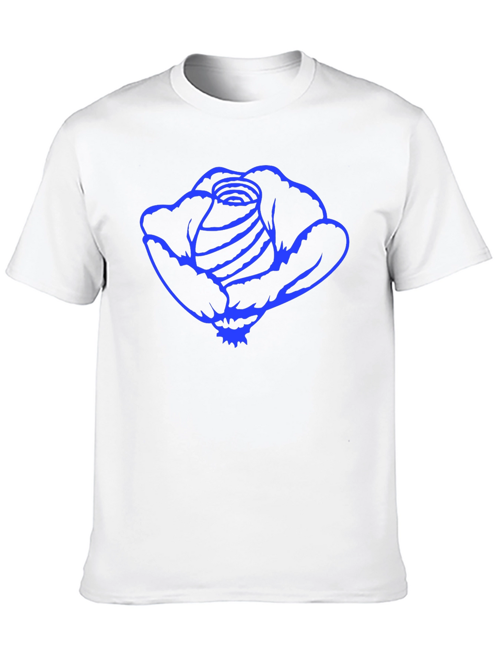 Black T-Shirt with Blue Rose Graphic Print