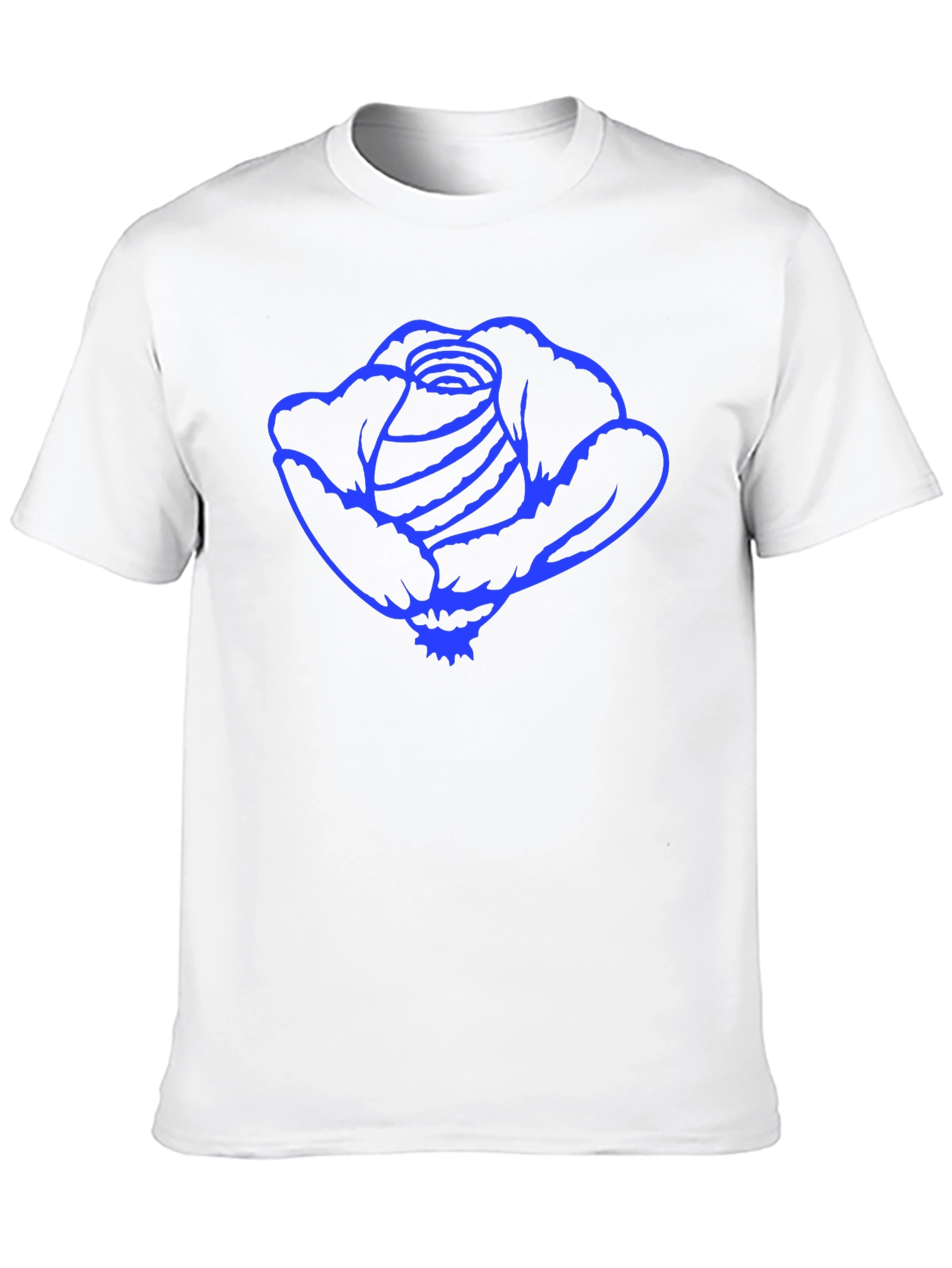 Black T-Shirt with Blue Rose Graphic Print
