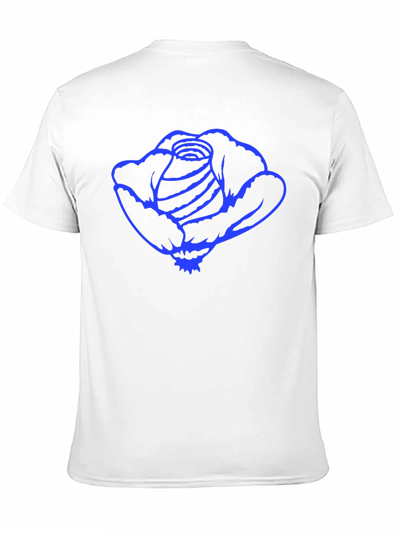 Black T-Shirt with Blue Rose Graphic Print