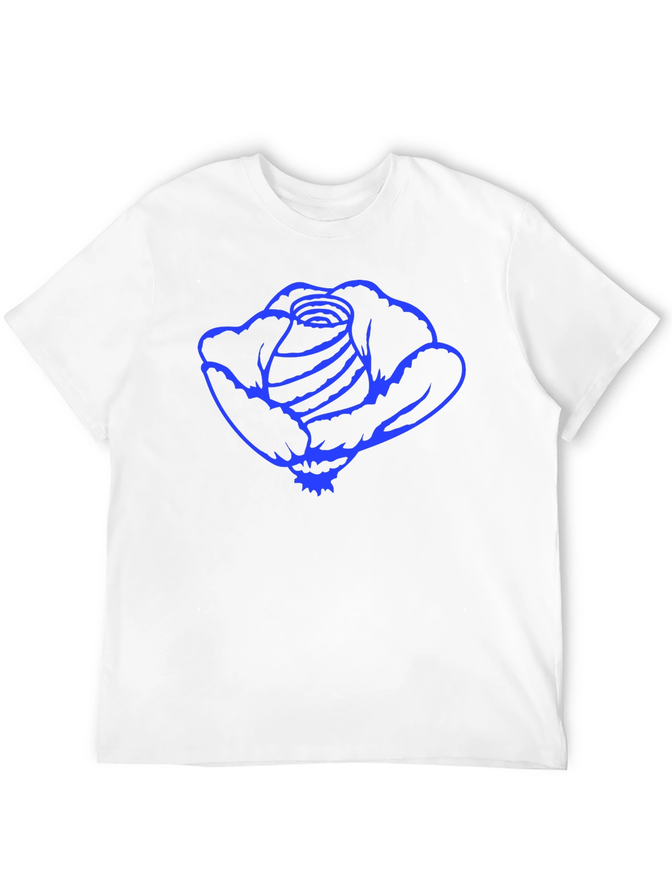 Black T-Shirt with Blue Rose Graphic Print