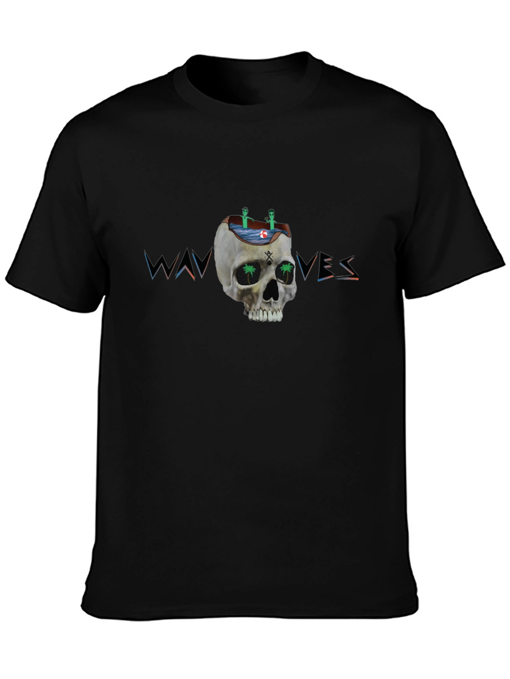 Skull Waves Graphic Tee - Unique Design