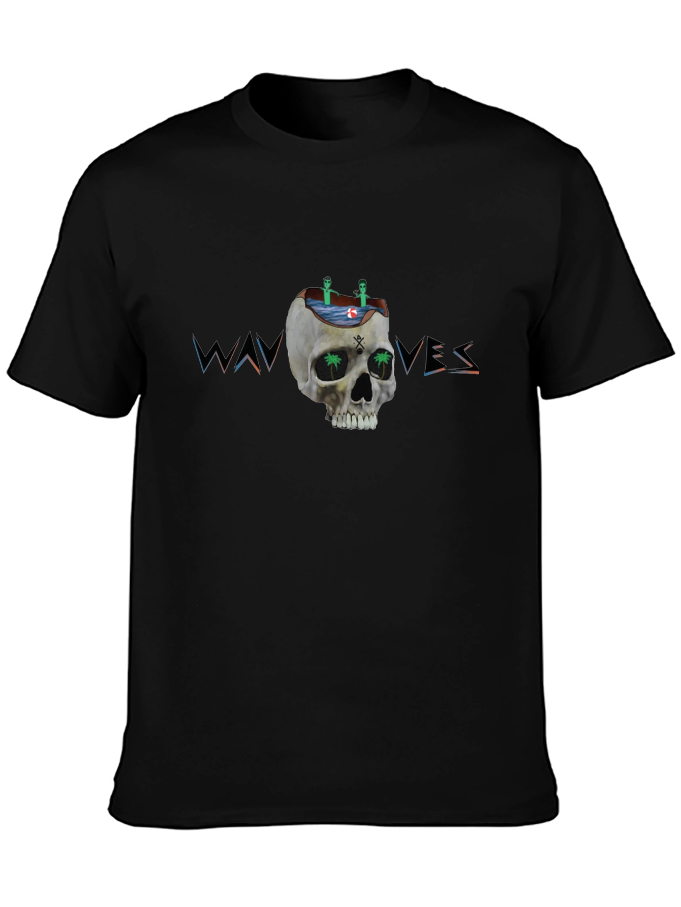 Skull Waves Graphic Tee - Unique Design