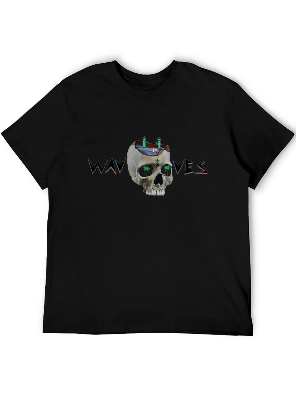 Skull Waves Graphic Tee - Unique Design