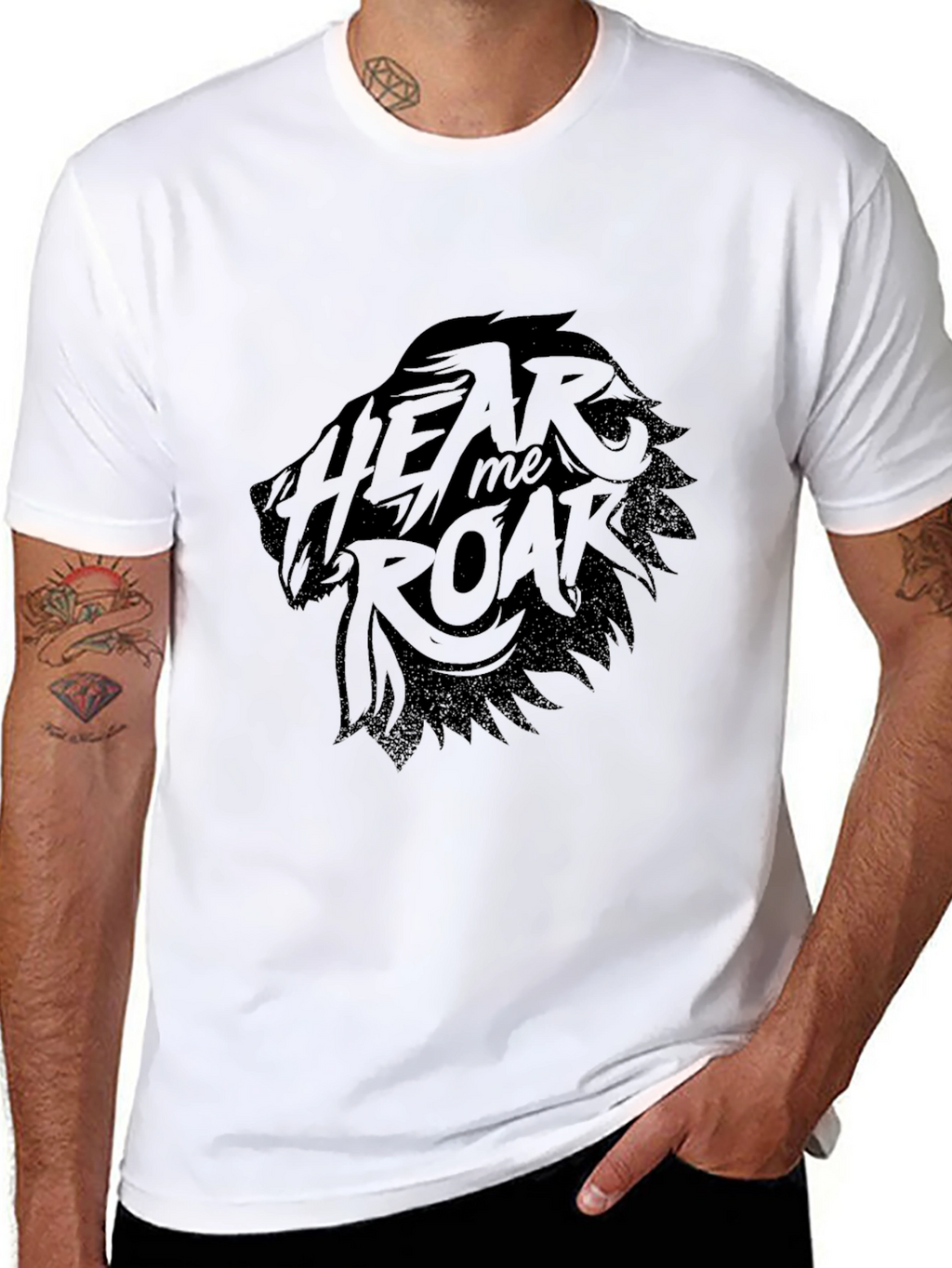 Hear Me Roar Lion Graphic Black T-Shirt