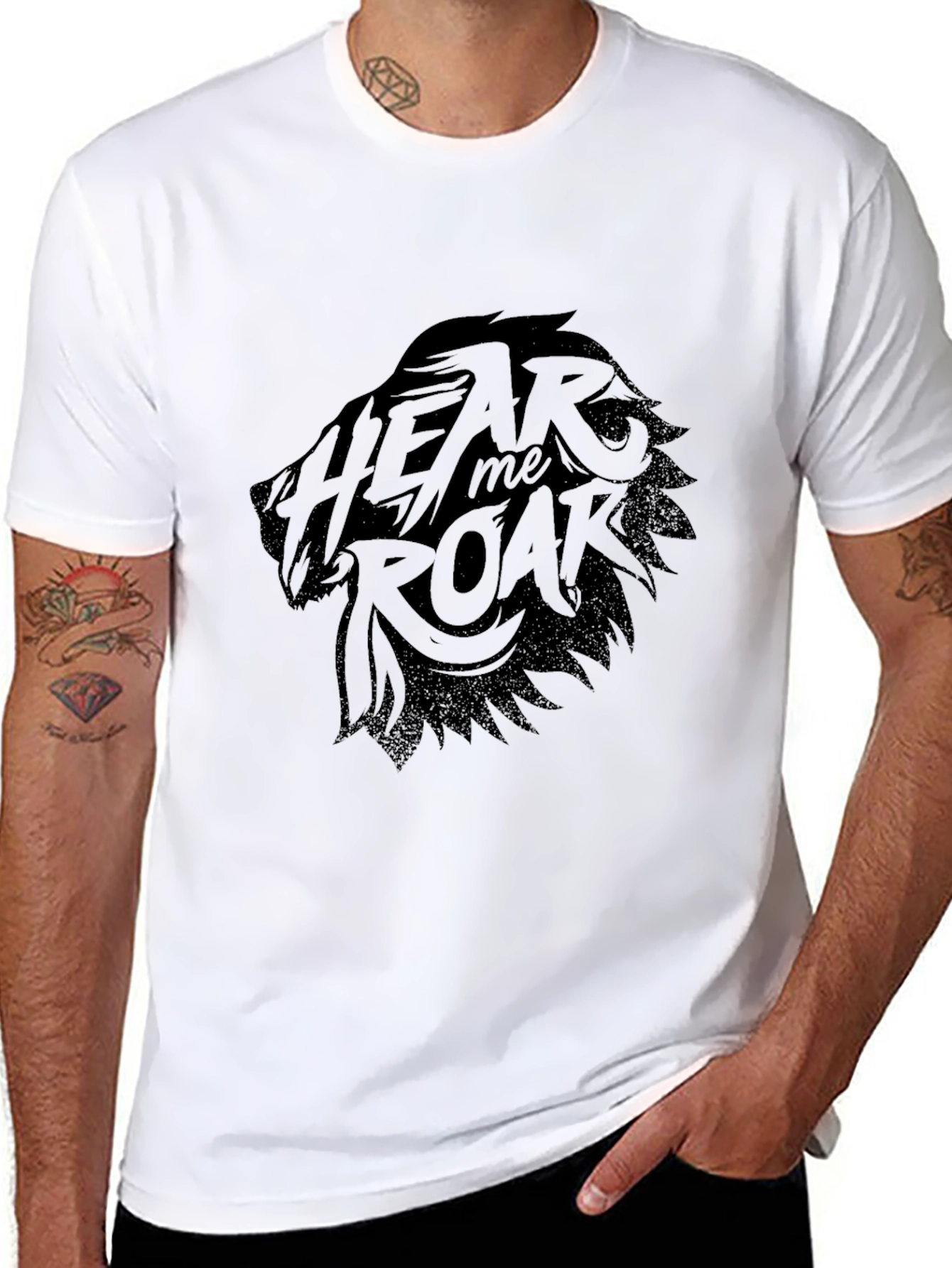 Hear Me Roar Lion Graphic Black T-Shirt