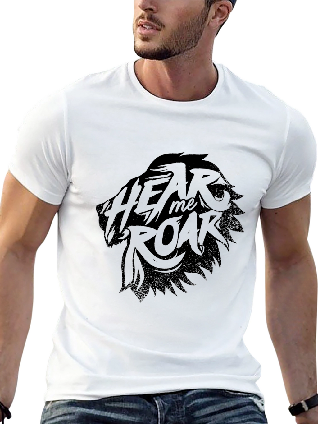 Hear Me Roar Lion Graphic Black T-Shirt
