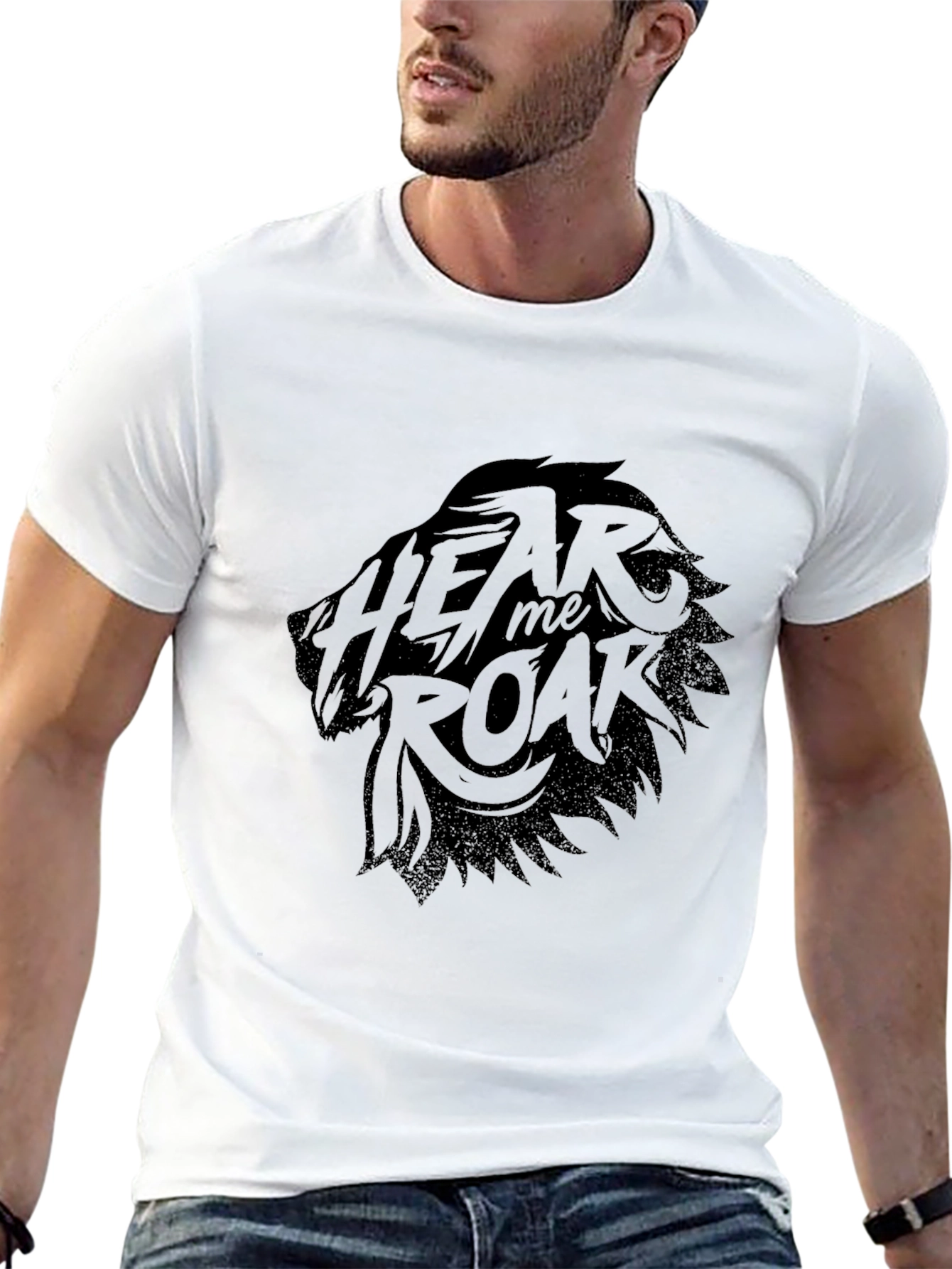 Hear Me Roar Lion Graphic Black T-Shirt