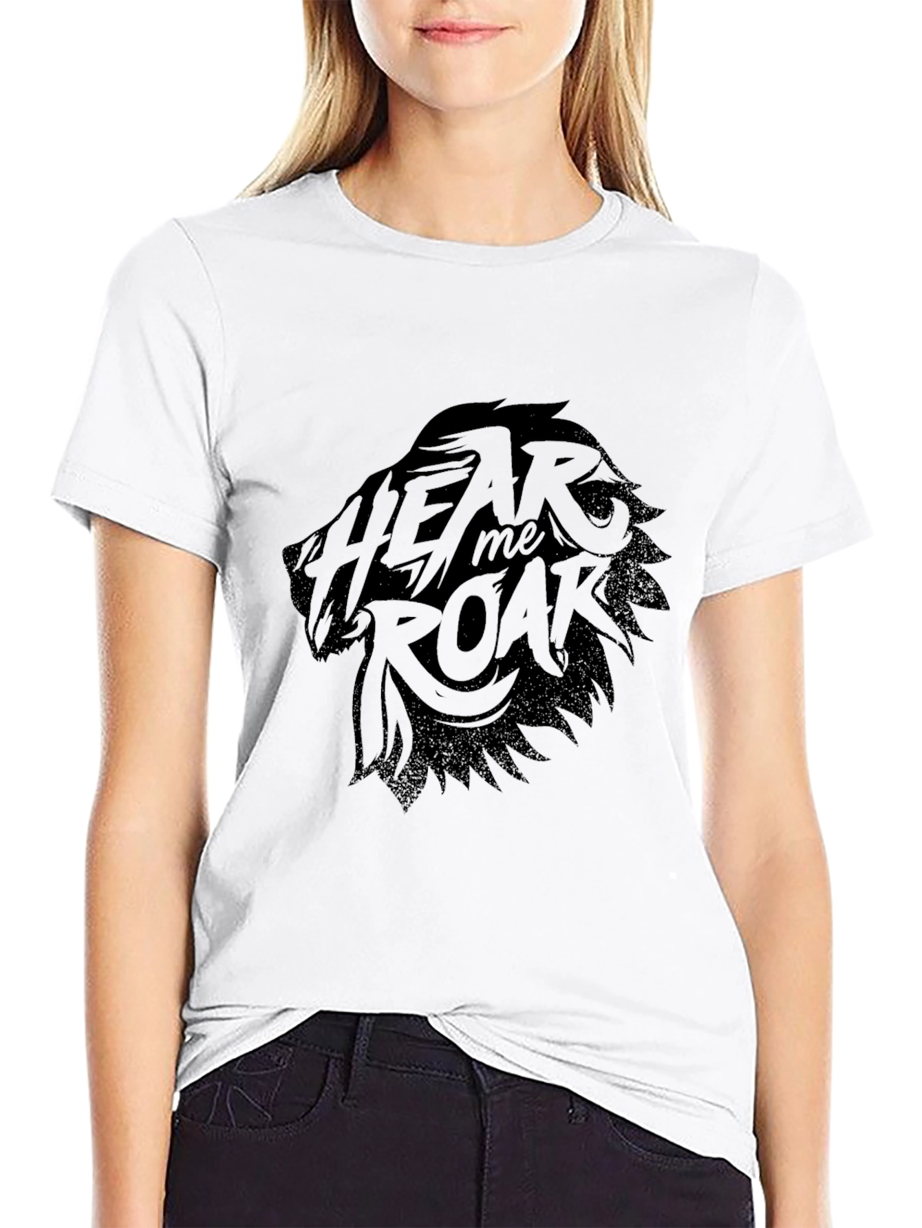 Hear Me Roar Lion Graphic Black T-Shirt