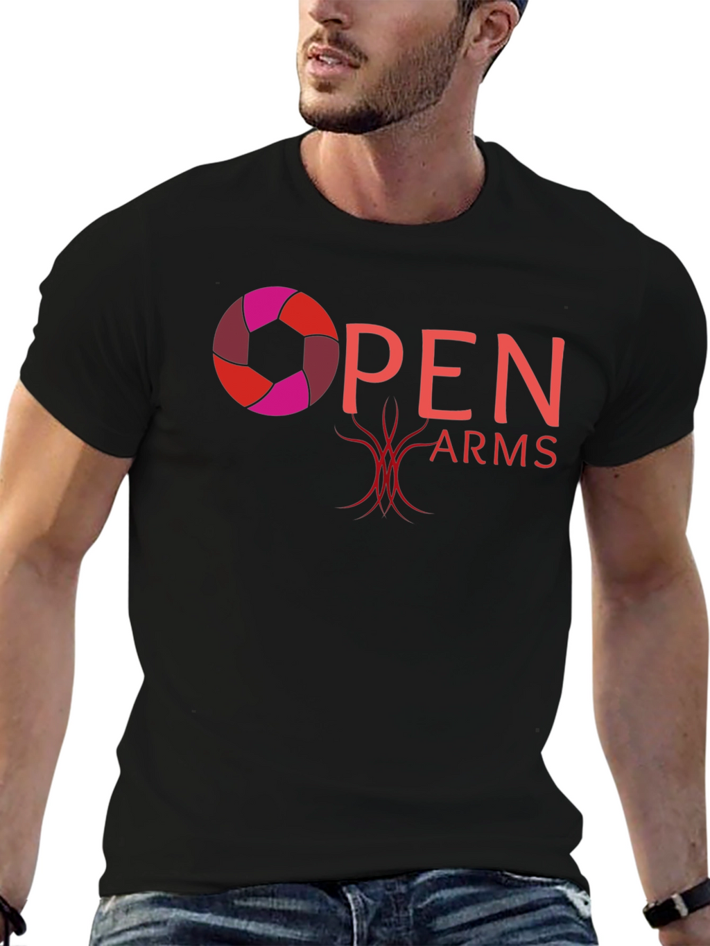 Open Arms Graphic T-Shirt - Black