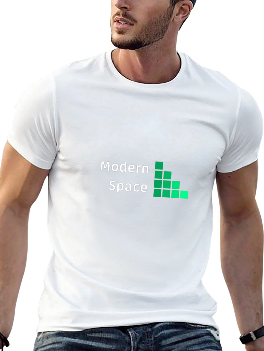 Modern Space Black Graphic Tee for Men