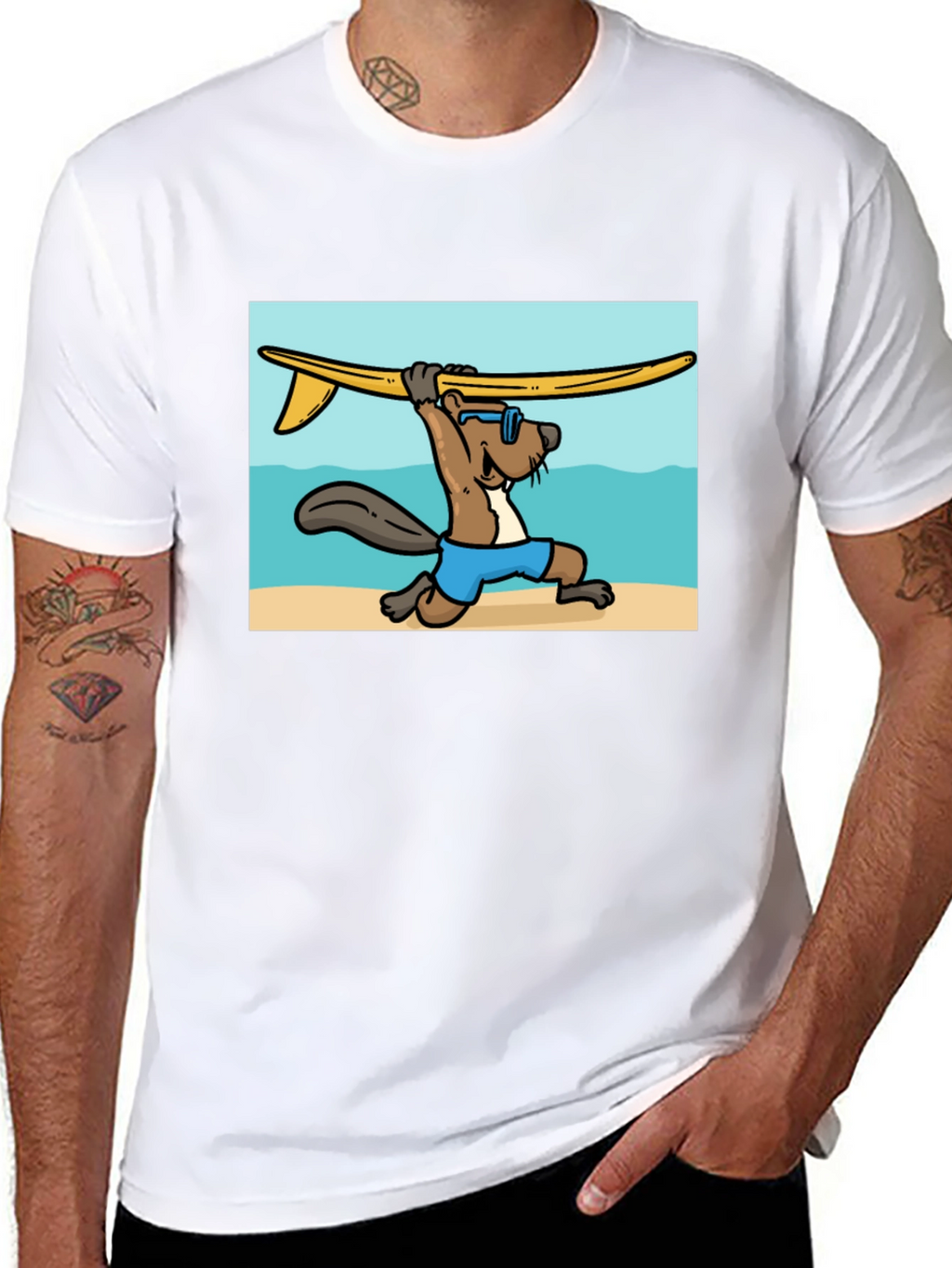 Surfing Beaver Graphic Tee