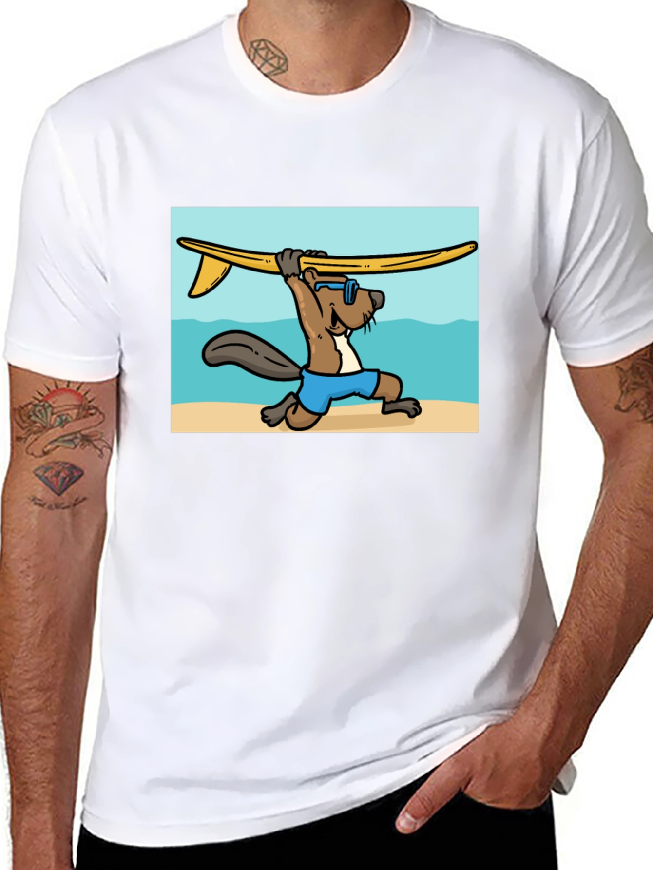 Surfing Beaver Graphic Tee