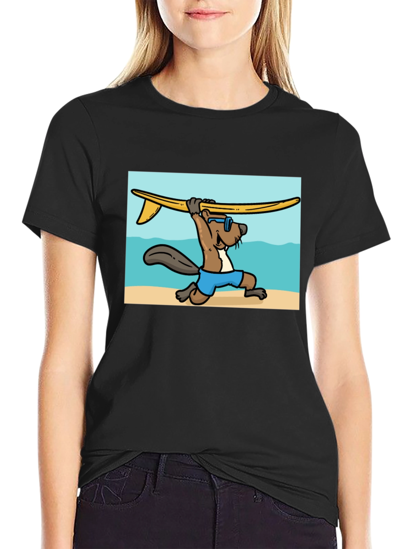 Surfing Beaver Graphic Tee