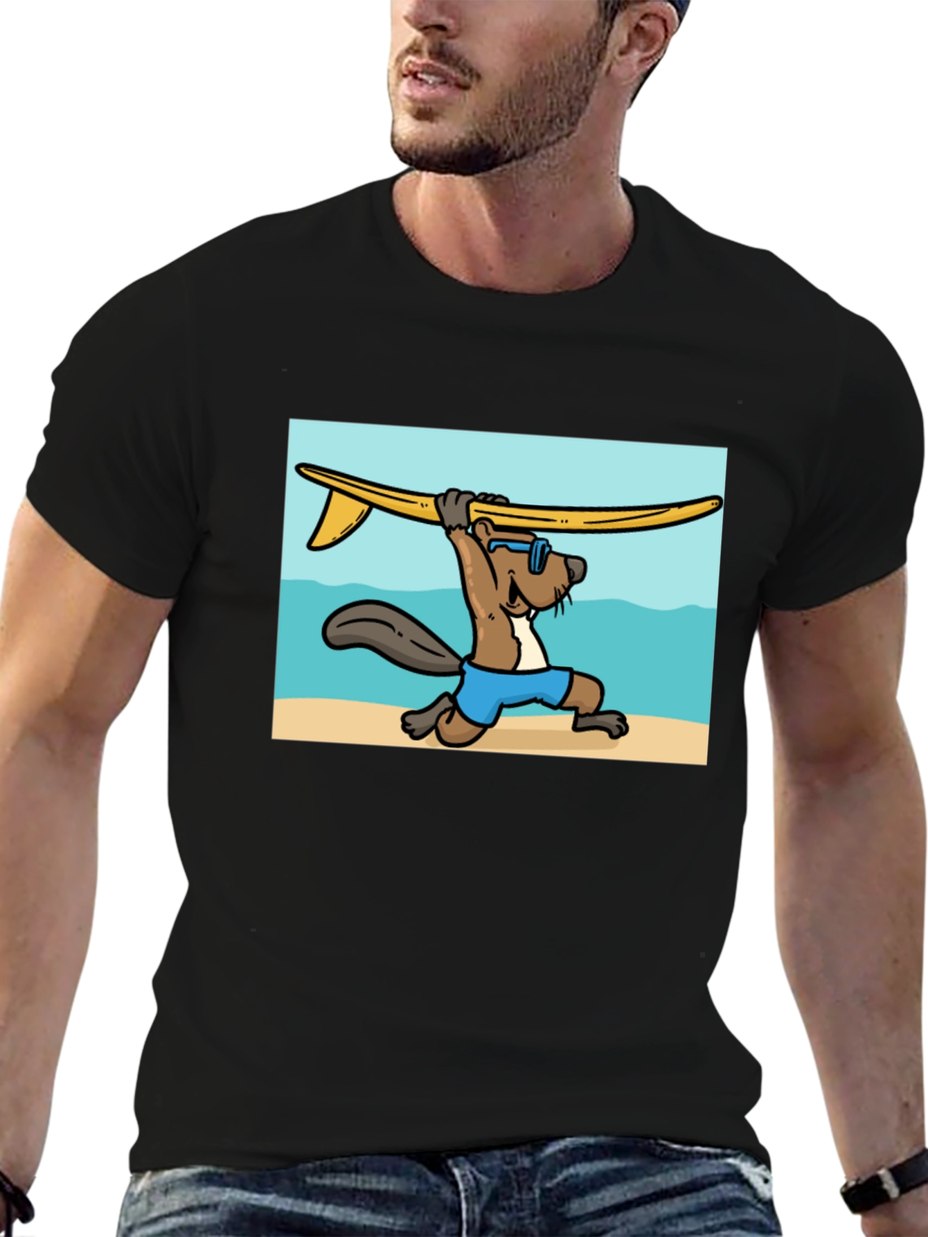 Surfing Beaver Graphic Tee