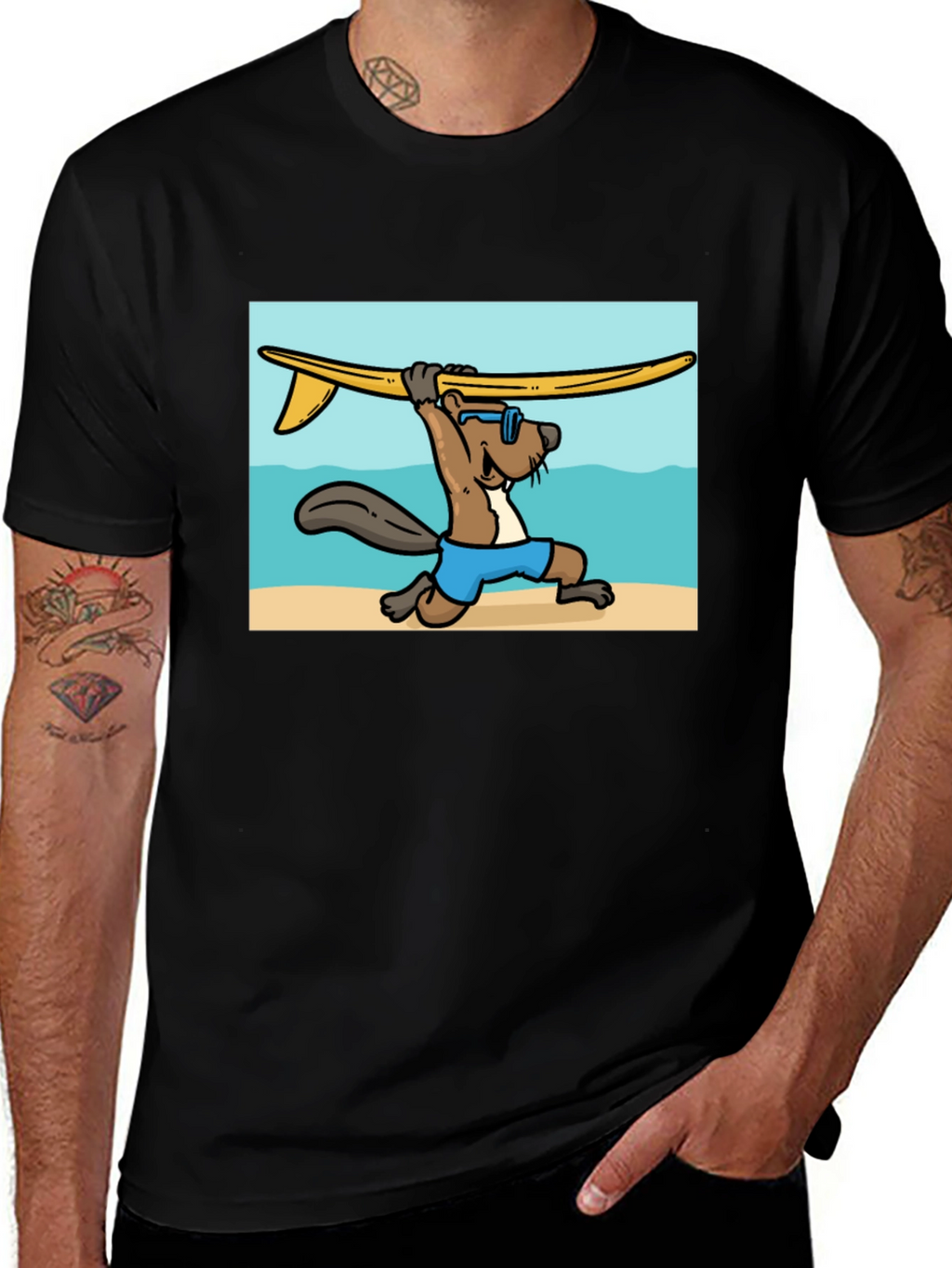 Surfing Beaver Graphic Tee