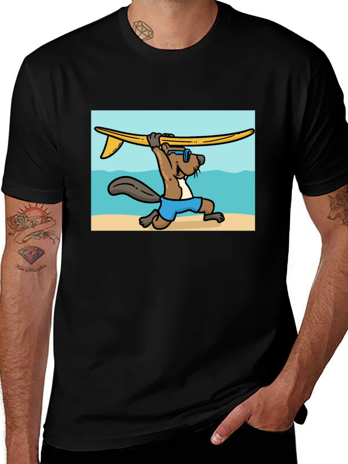 Surfing Beaver Graphic Tee
