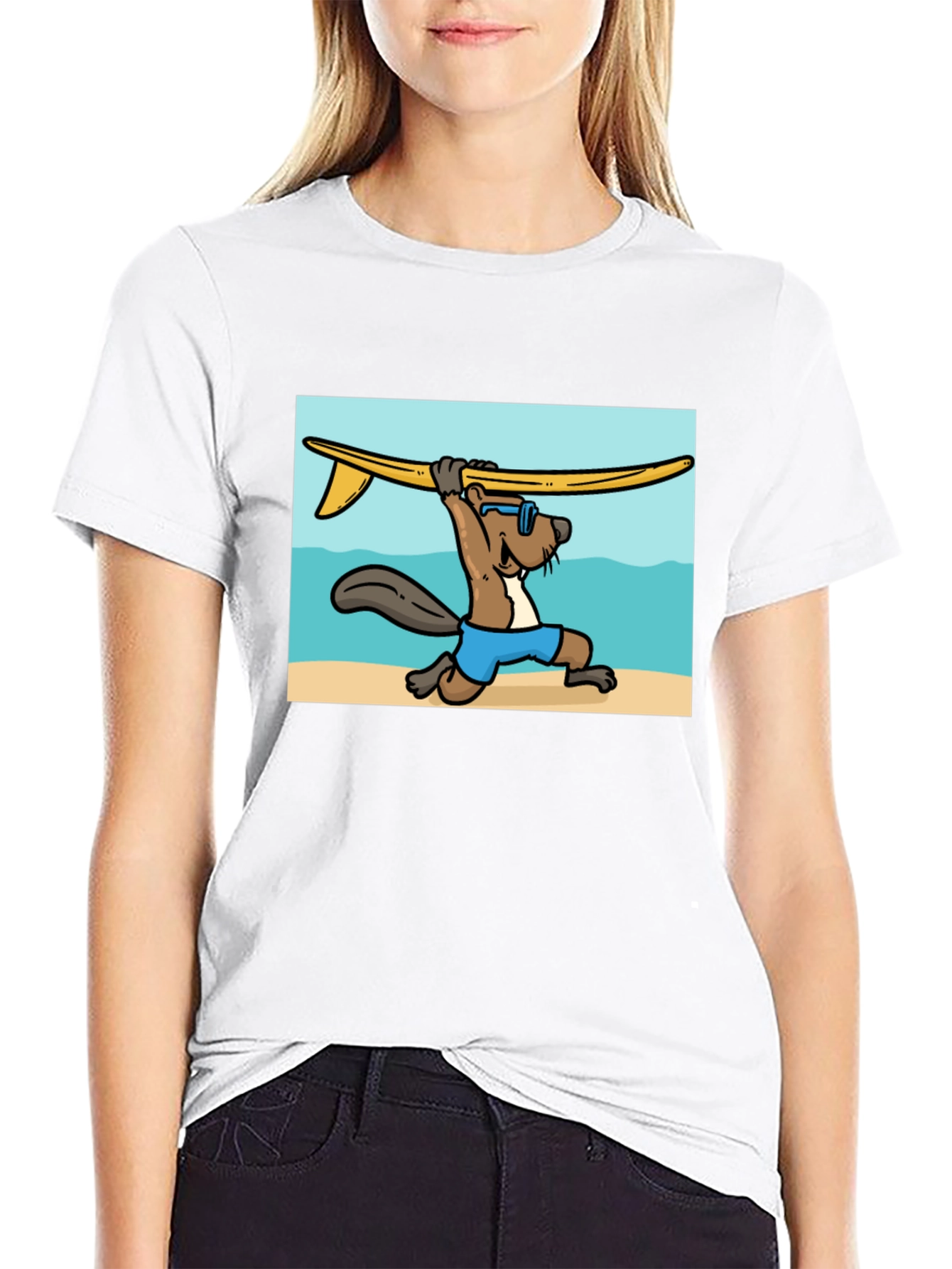 Surfing Beaver Graphic Tee