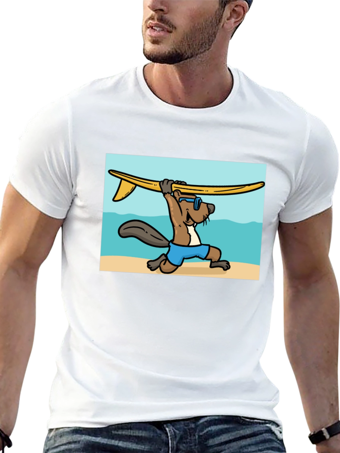 Surfing Beaver Graphic Tee