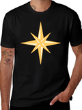 Star Design Black Cotton Tee