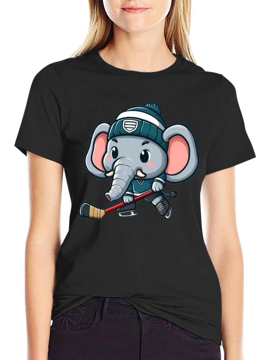 Cartoon Elephant Hockey T-Shirt