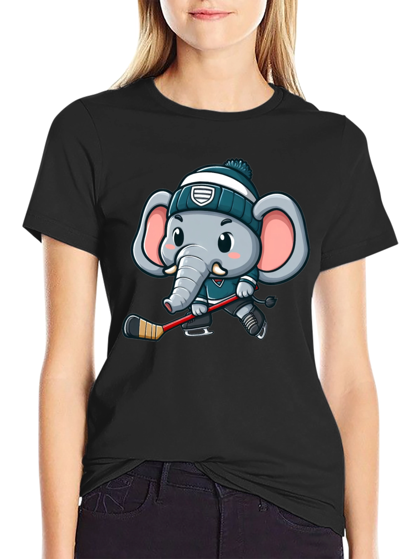 Cartoon Elephant Hockey T-Shirt