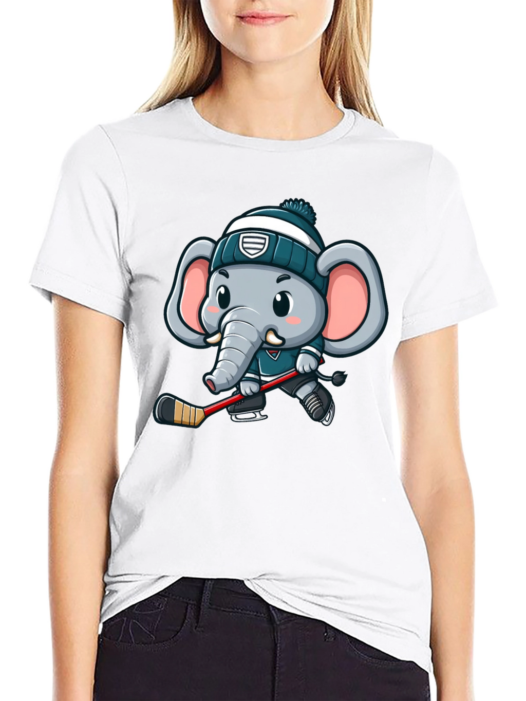 Cartoon Elephant Hockey T-Shirt