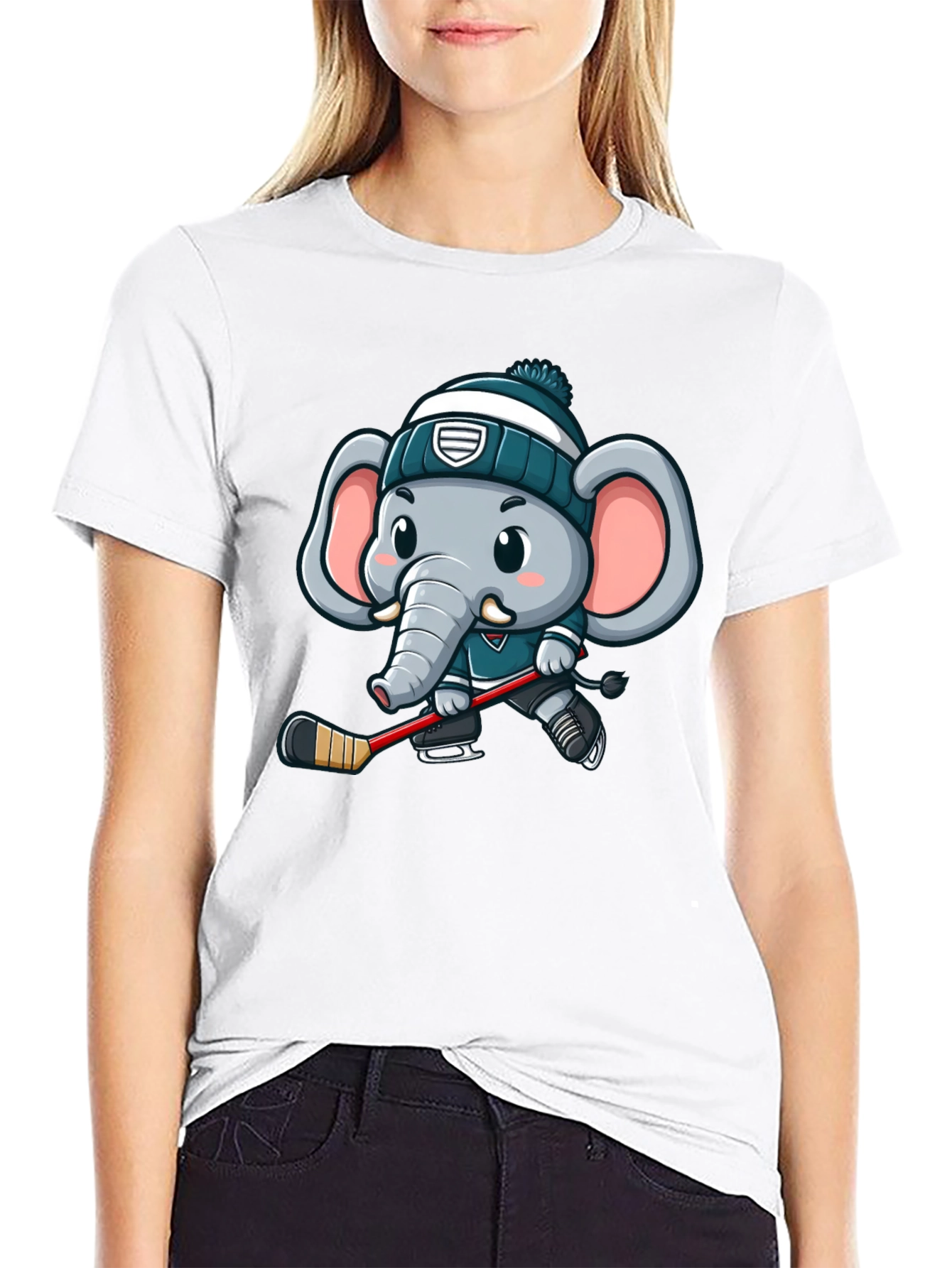 Cartoon Elephant Hockey T-Shirt
