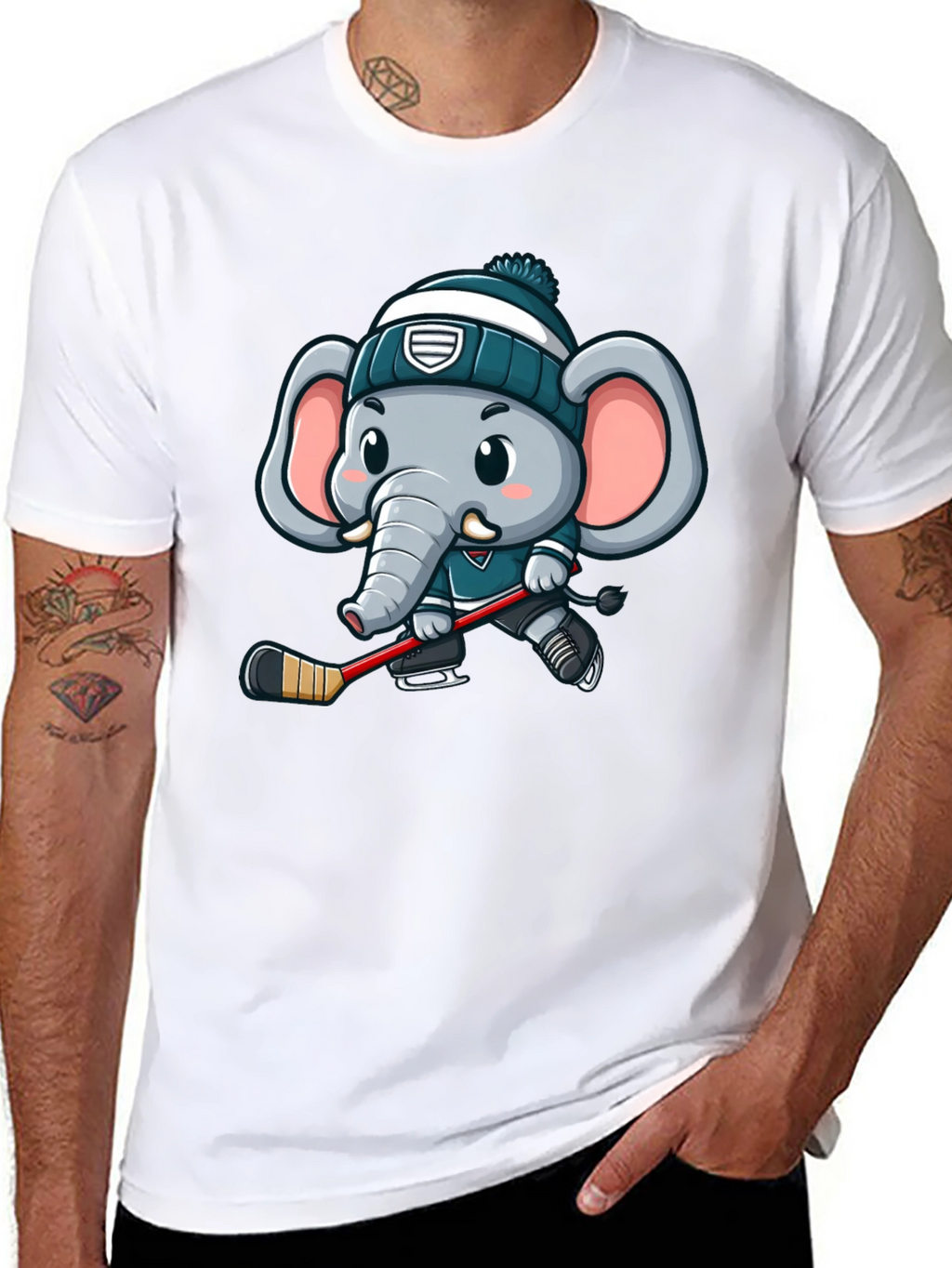 Cartoon Elephant Hockey T-Shirt