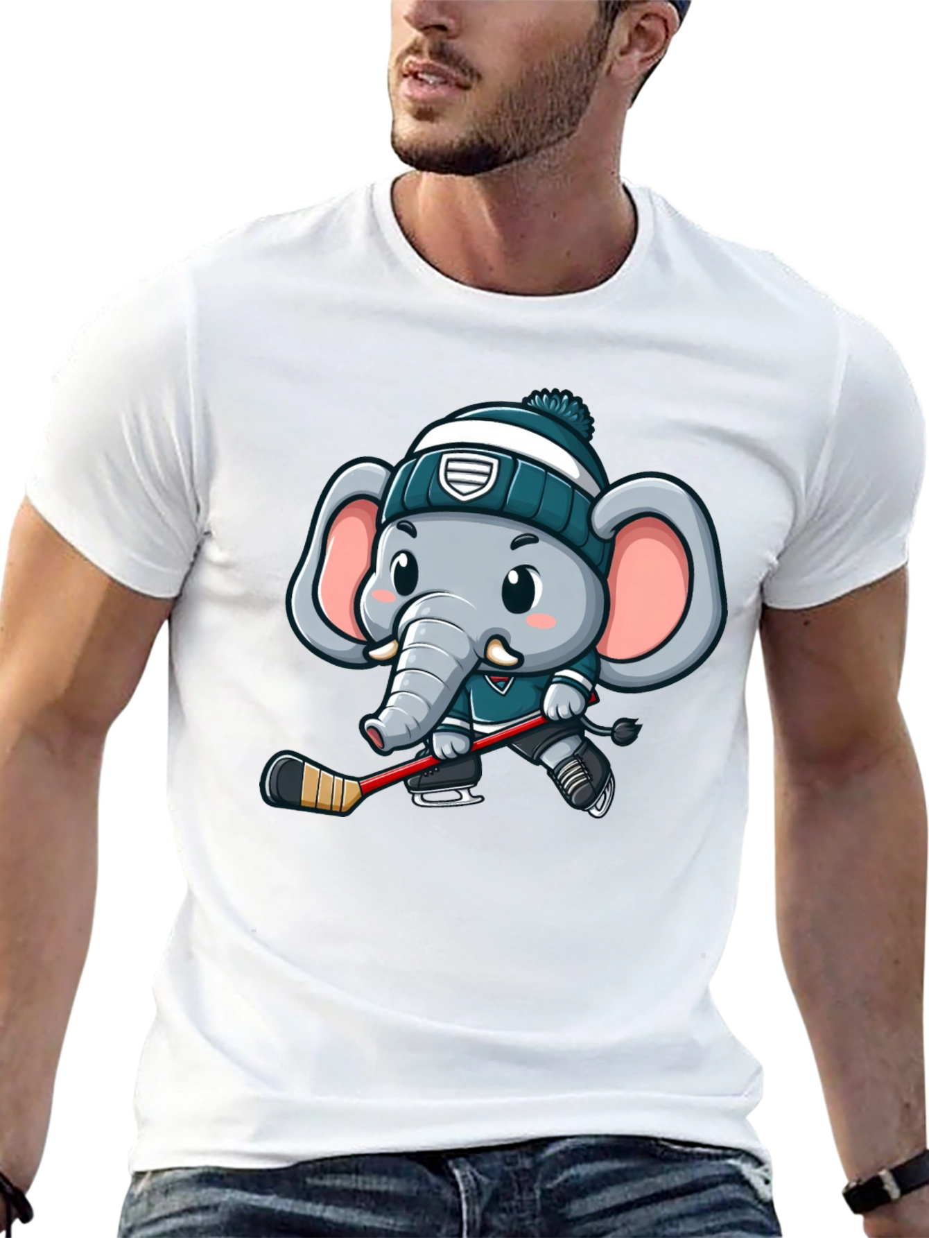Cartoon Elephant Hockey T-Shirt