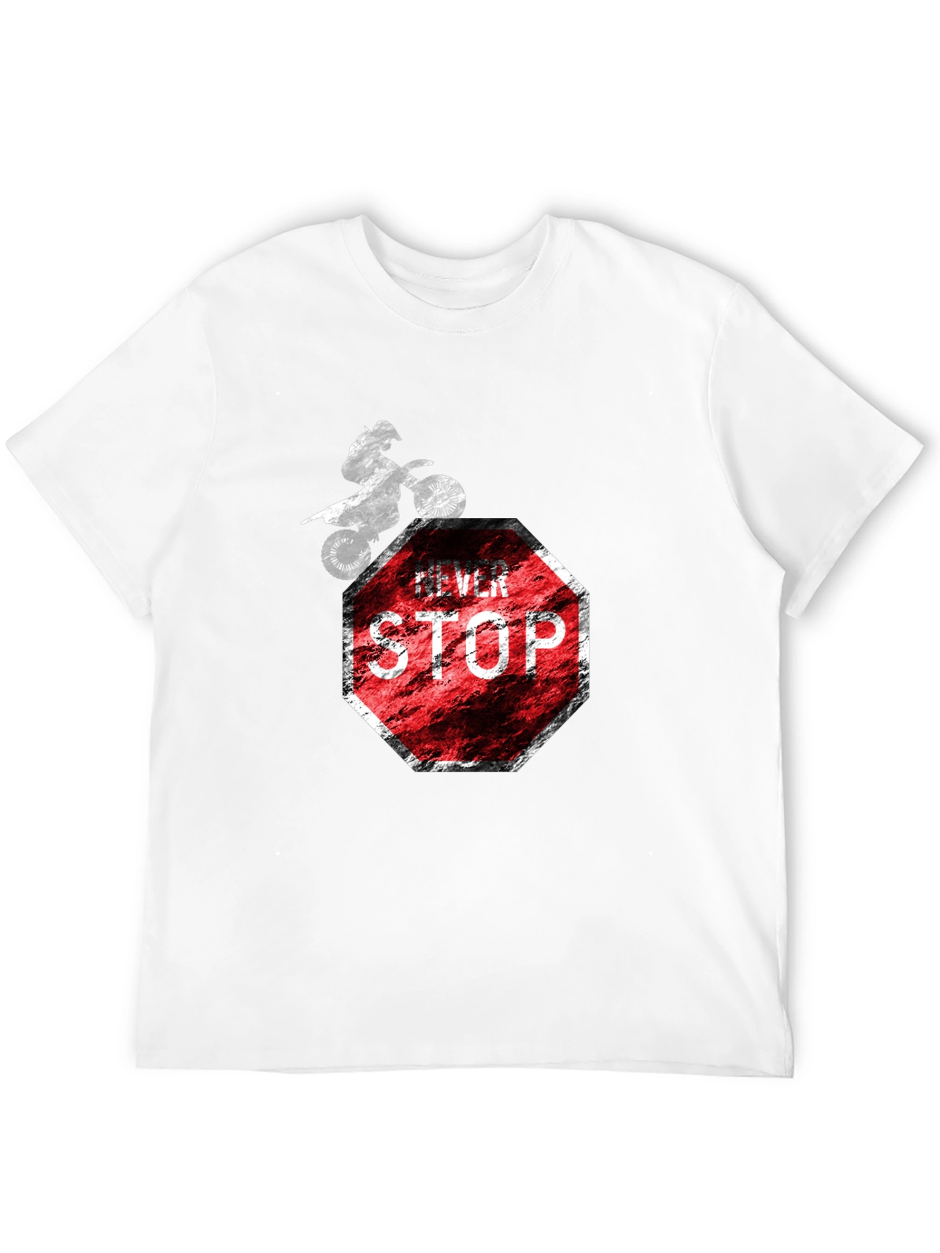 Never Stop T-Shirt - Motocross Stop Sign Design