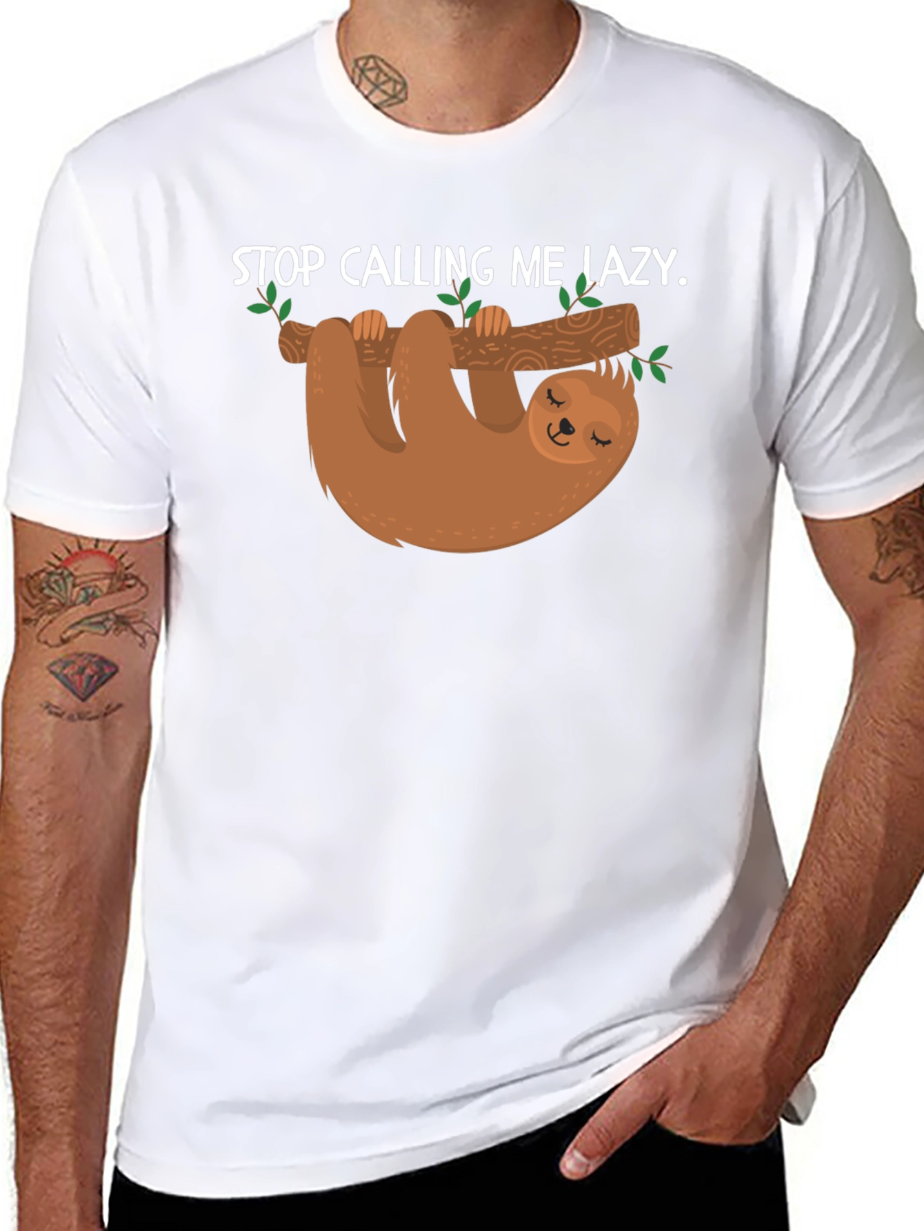 Lazy Sloth Graphic T-Shirt -  Mens Black Tee