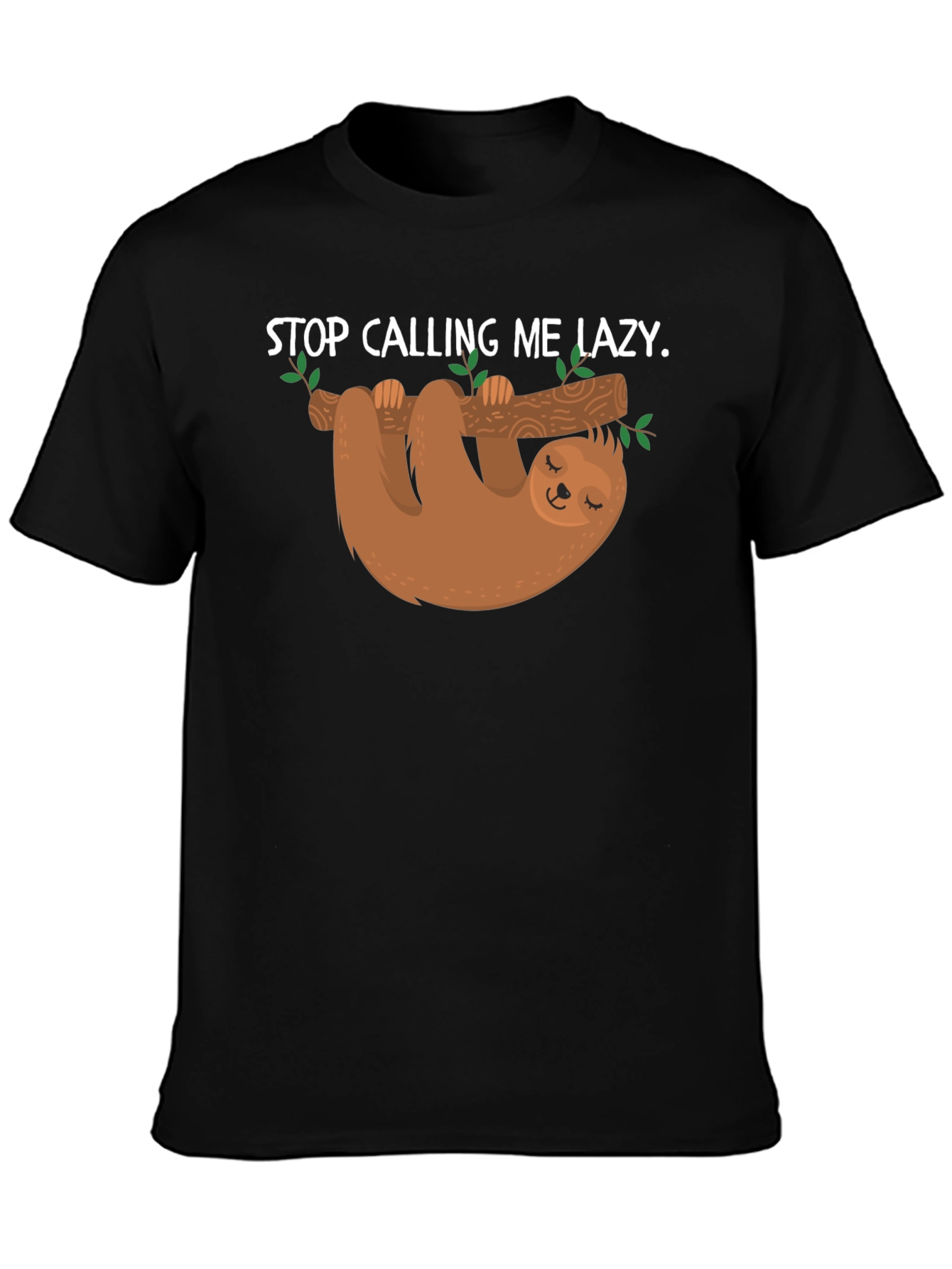 Lazy Sloth Graphic T-Shirt -  Mens Black Tee