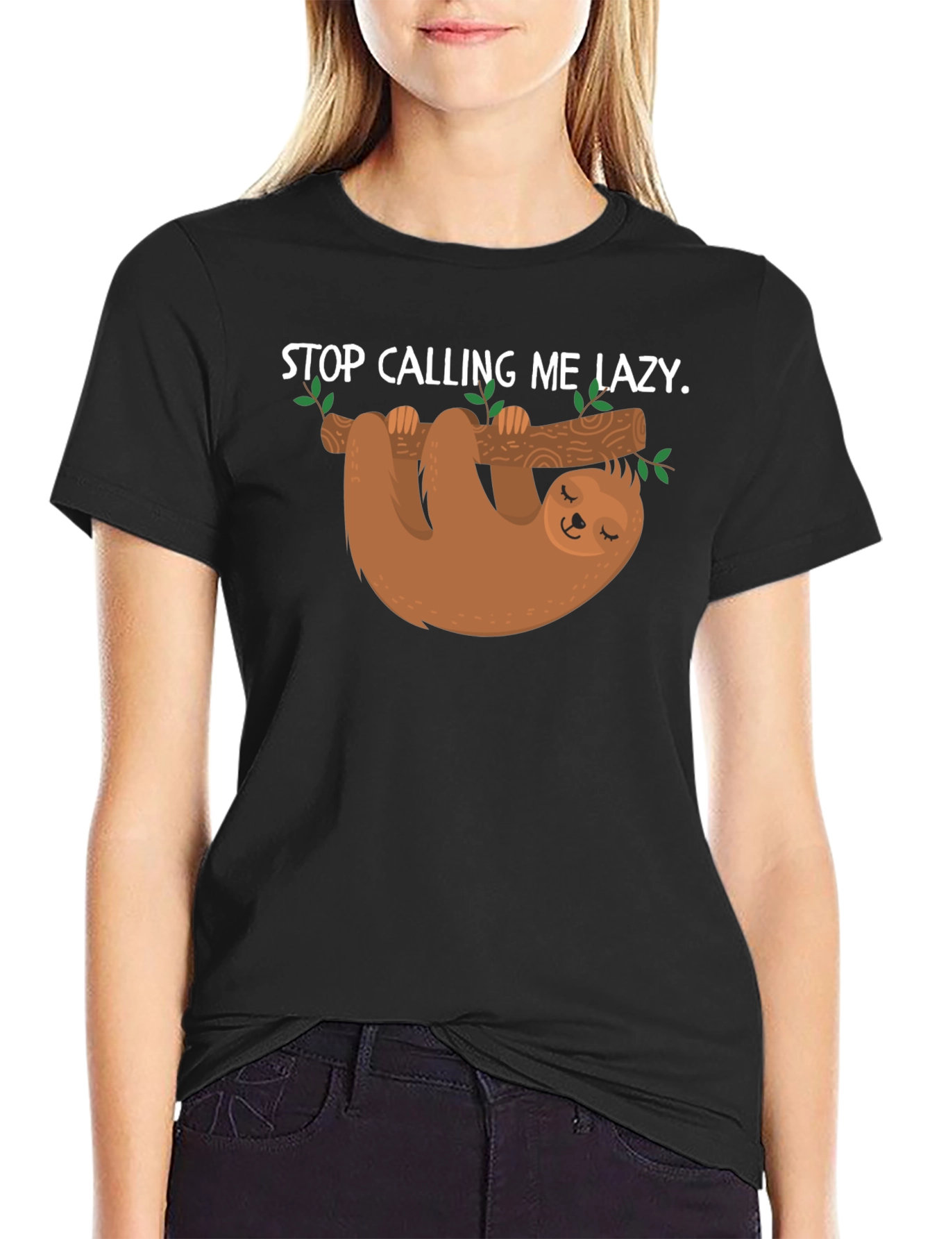 Lazy Sloth Graphic T-Shirt -  Mens Black Tee