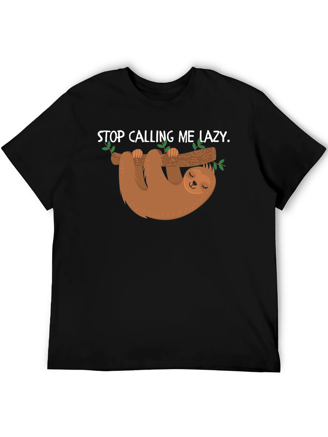Lazy Sloth Graphic T-Shirt -  Mens Black Tee