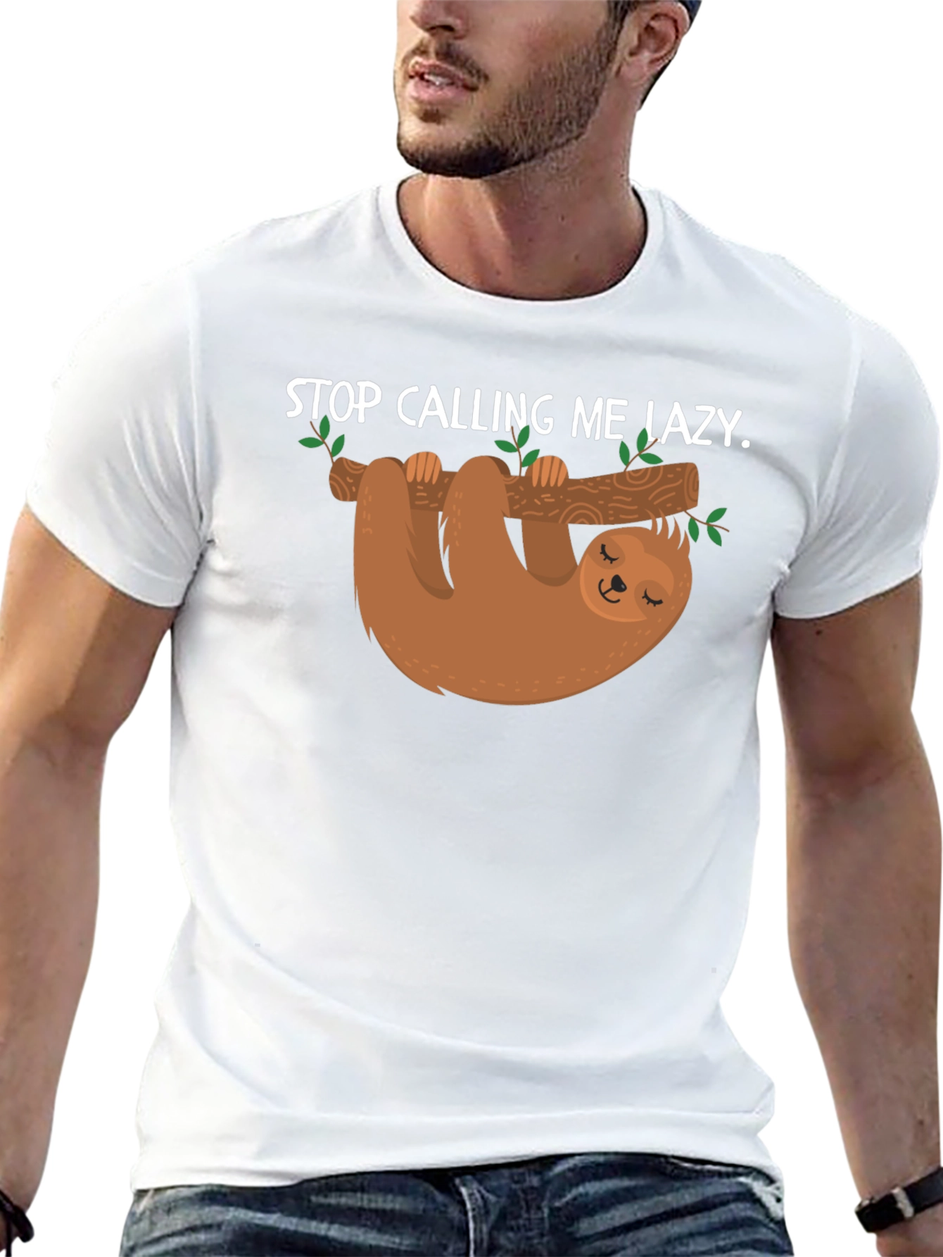 Lazy Sloth Graphic T-Shirt -  Mens Black Tee