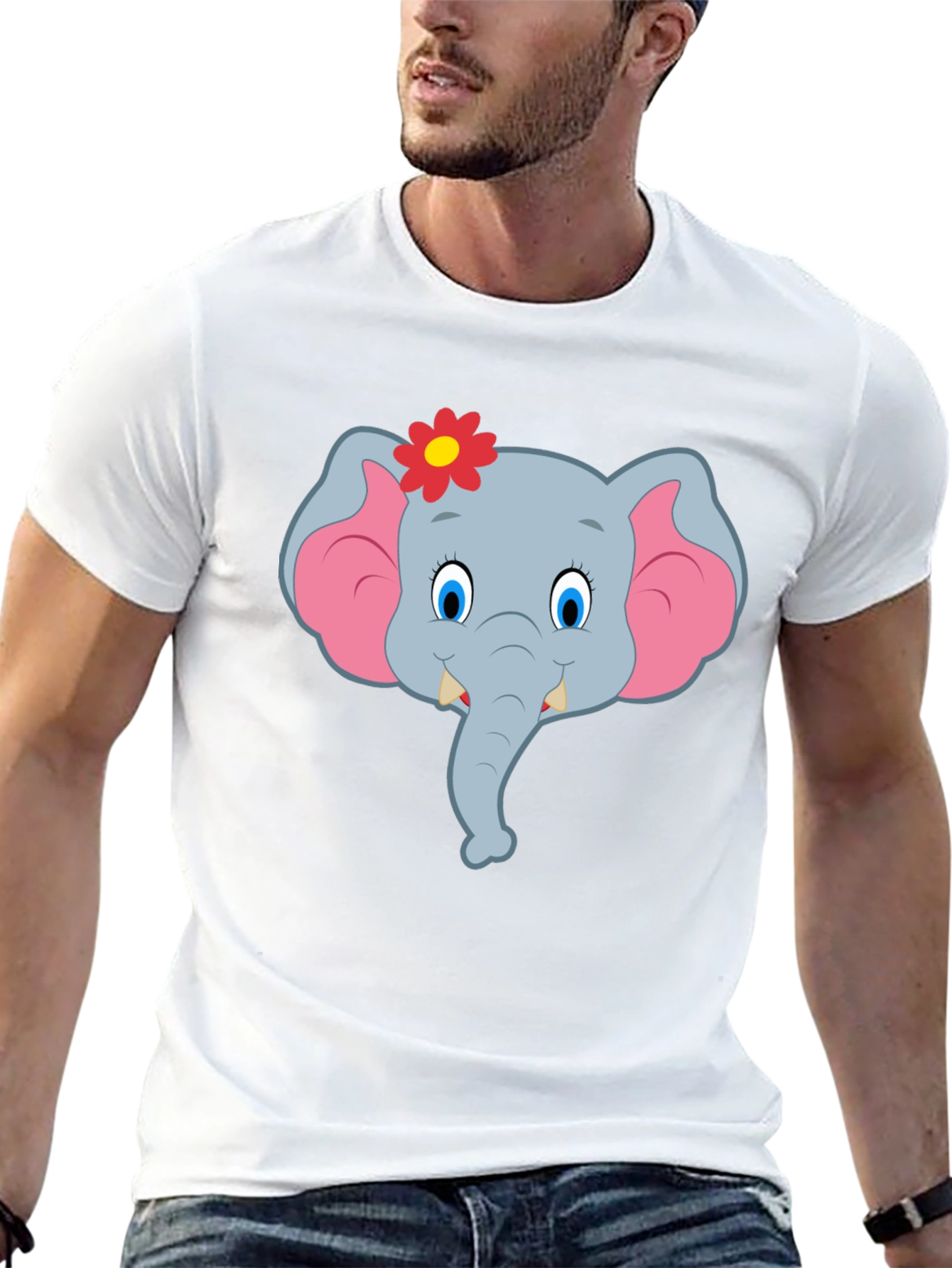 Cute Cartoon Elephant T-Shirt - Black Unisex Tee