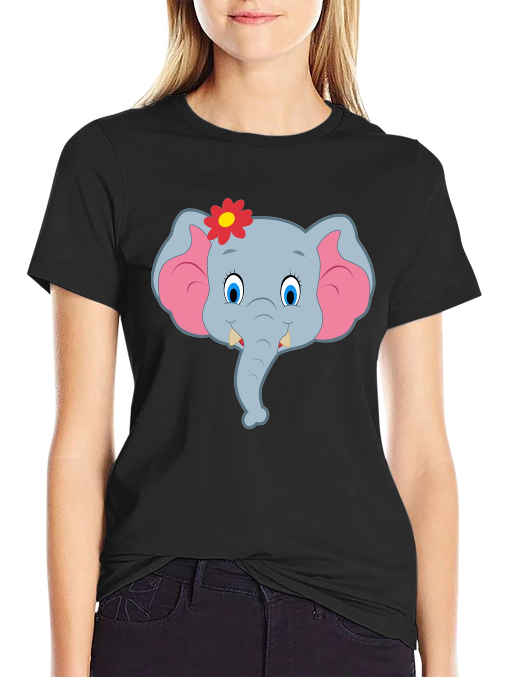 Cute Cartoon Elephant T-Shirt - Black Unisex Tee