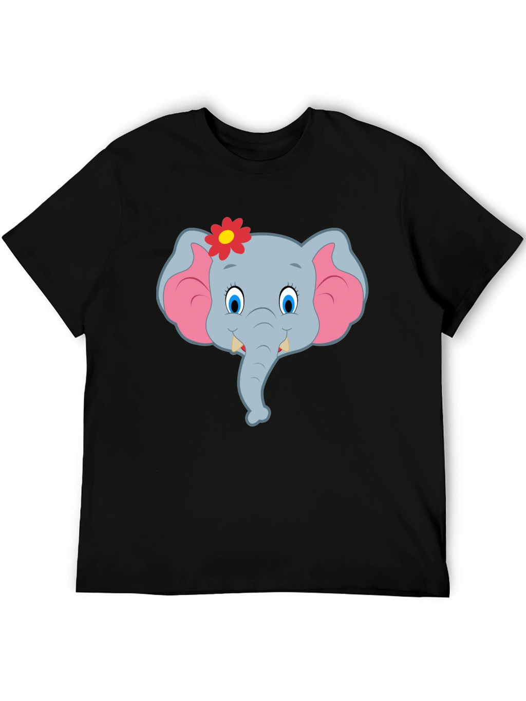 Cute Cartoon Elephant T-Shirt - Black Unisex Tee