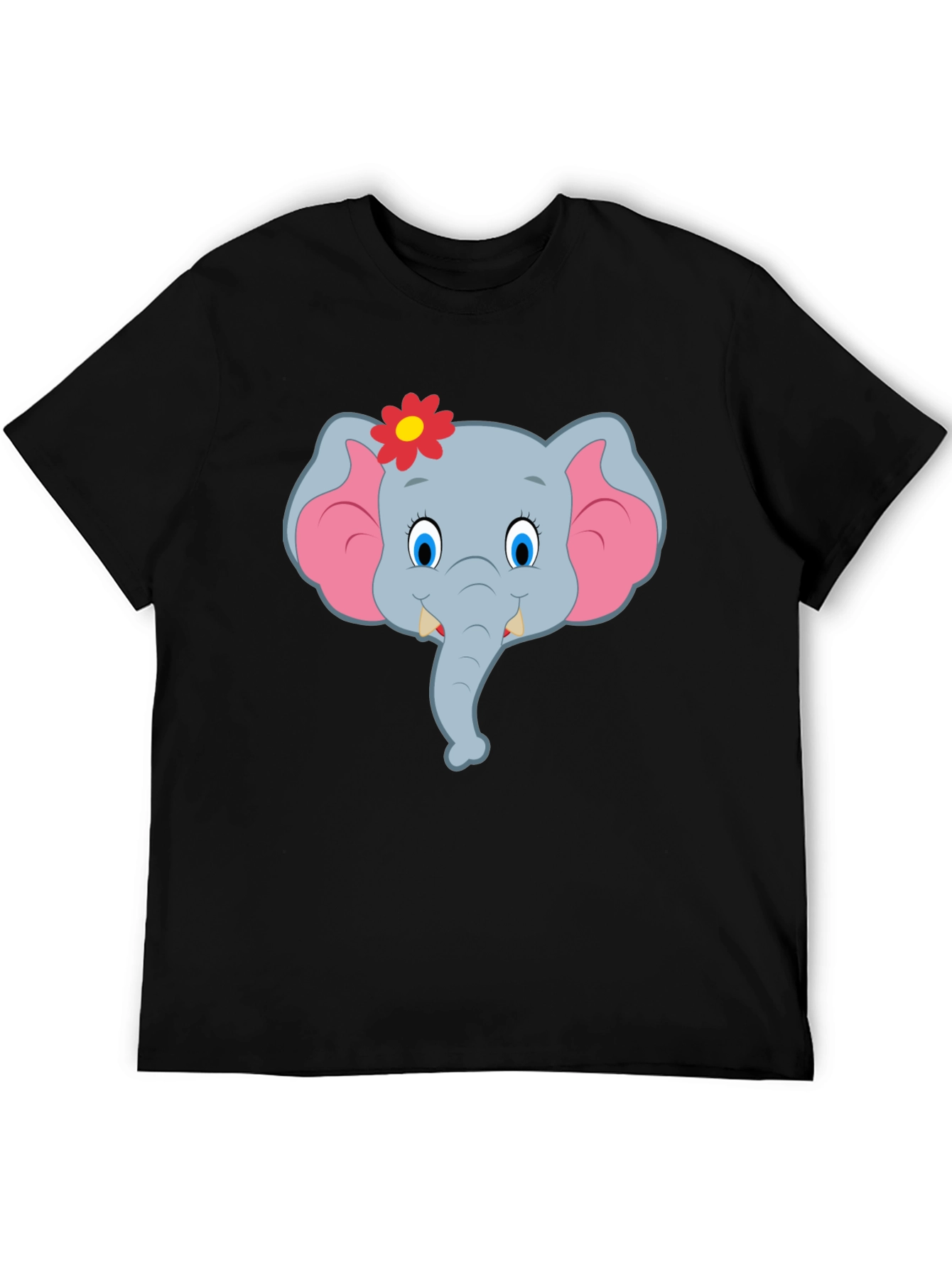 Cute Cartoon Elephant T-Shirt - Black Unisex Tee